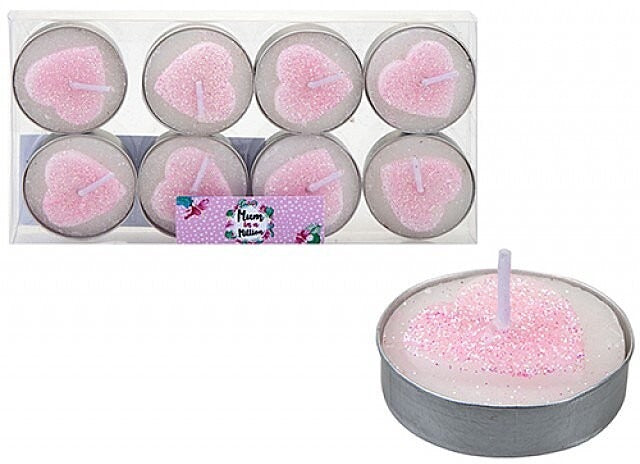 View Glitter Heart Tealight Candles information