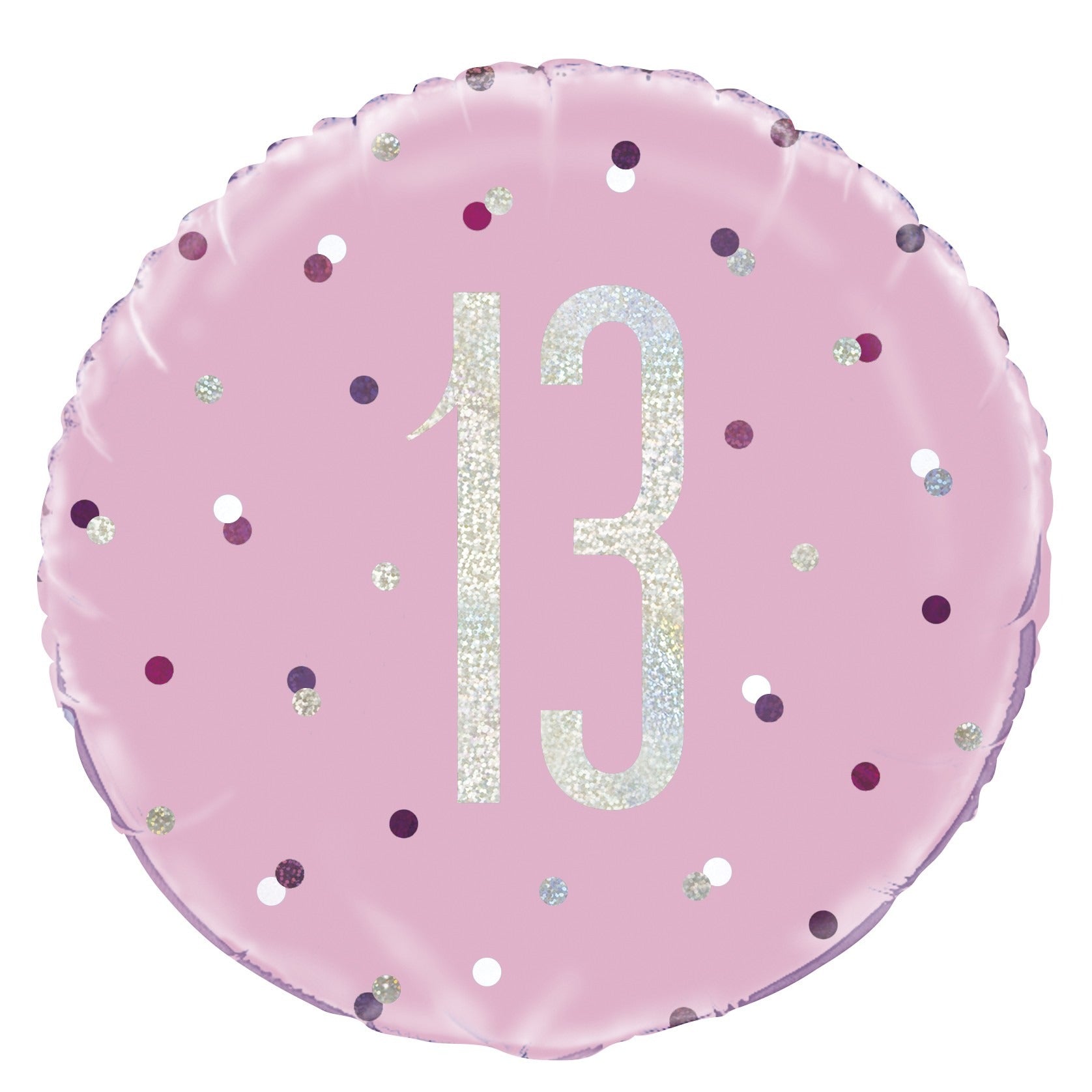 View Pink and Silver Prismatic 13th Birthday Foil Balloon 18 Inch information