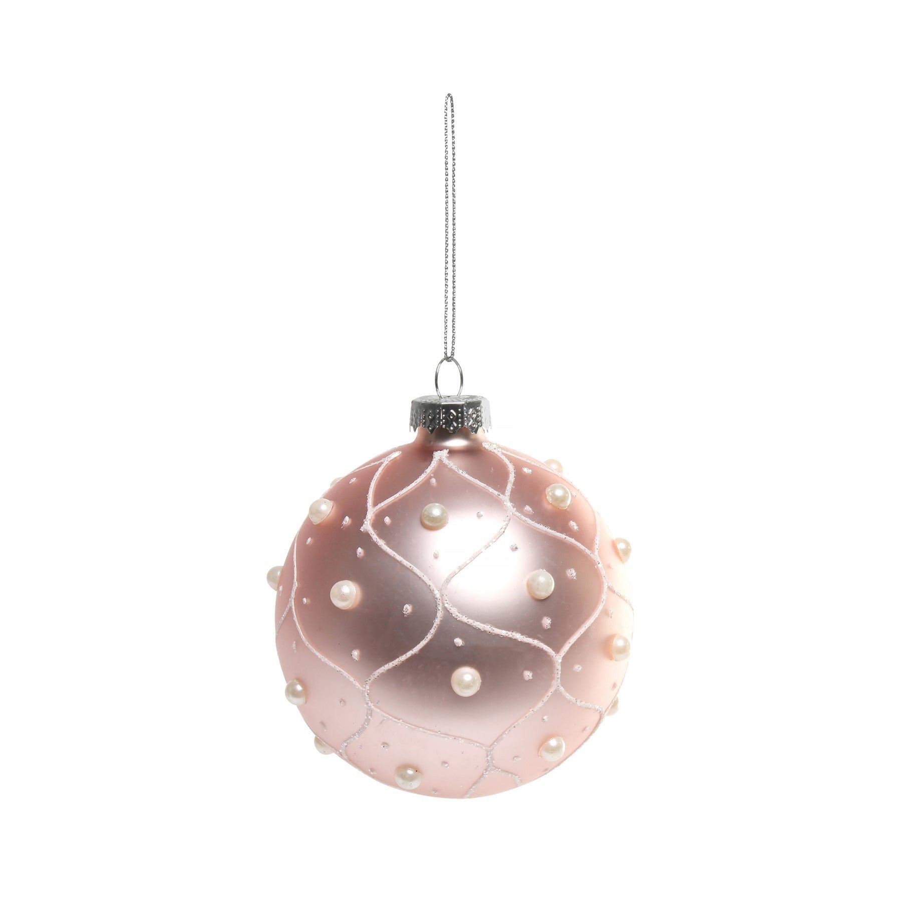 View Pink Pearl Patterned Glass Bauble Dia8cm information