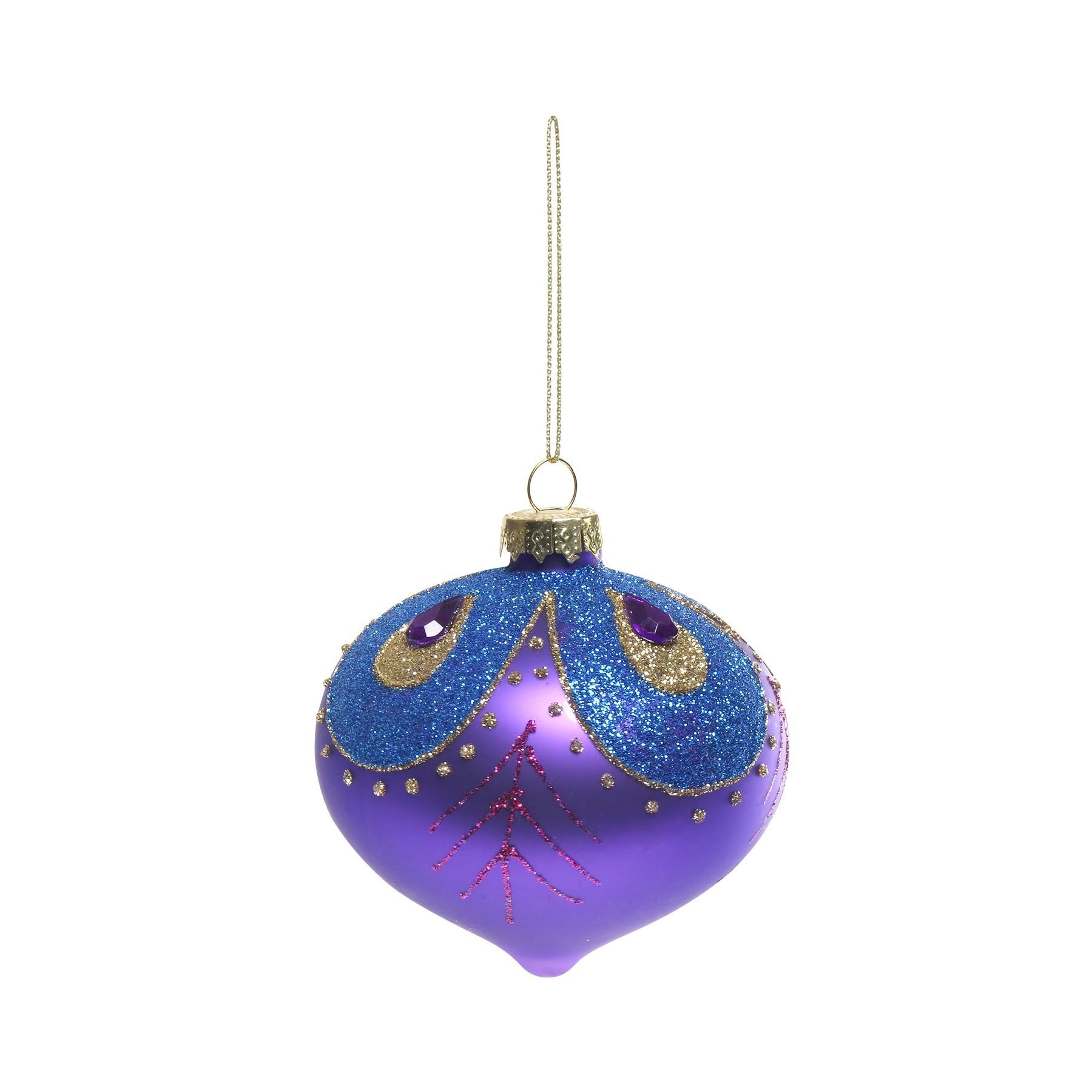 View Purple and Blue Glass Droplet Bauble Dia8cm information