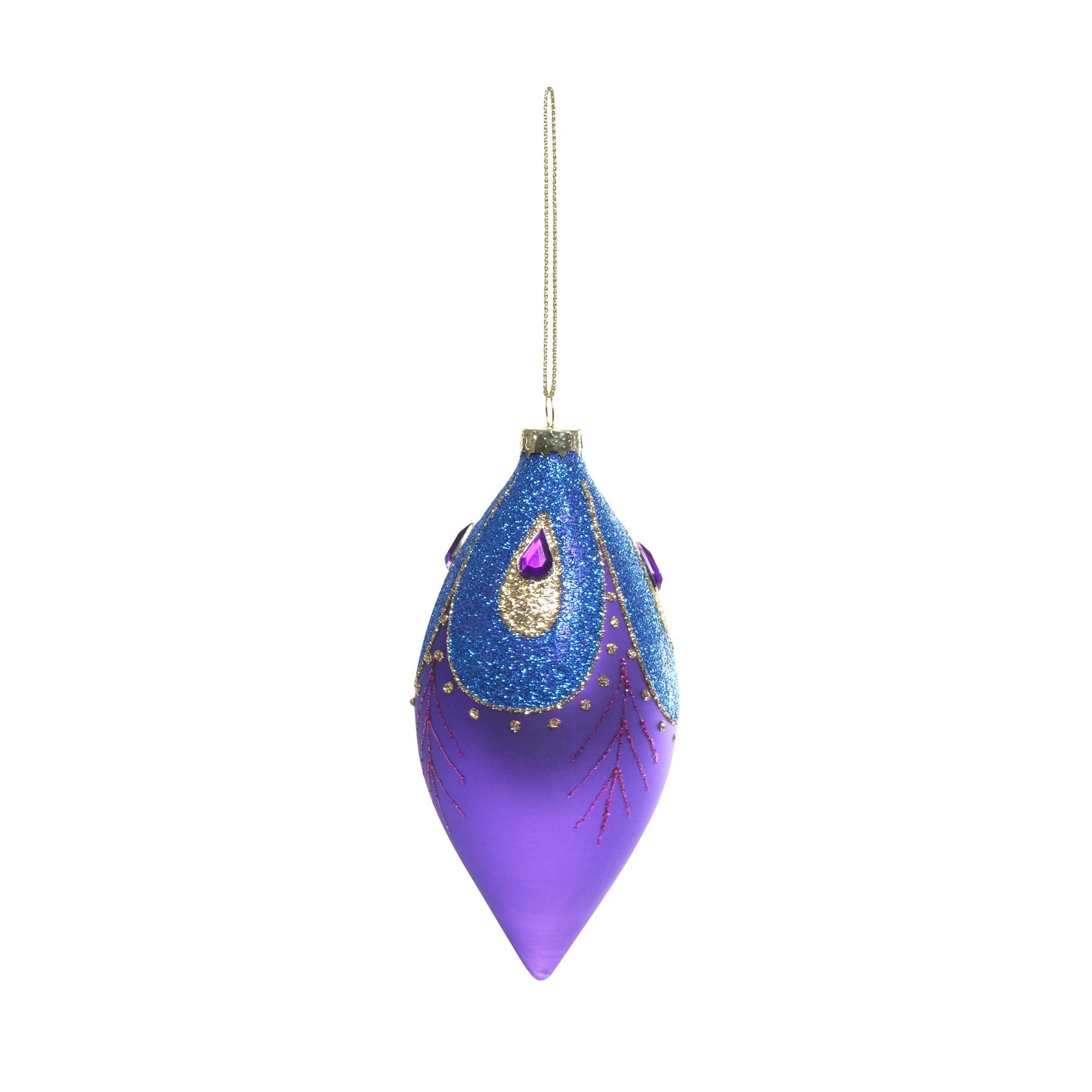 View Purple and Blue Glass Droplet Bauble H12cm information