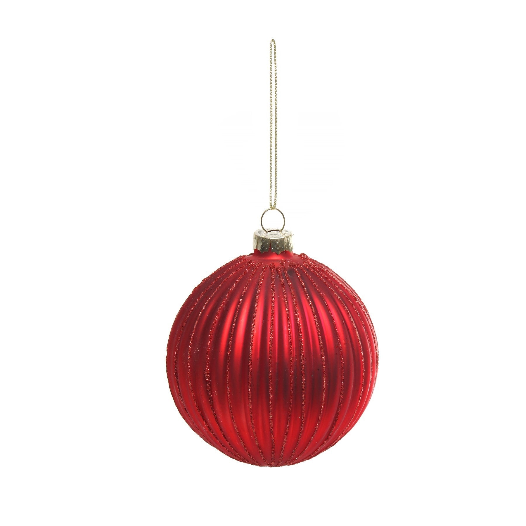 View Red Glass Bauble with Stripes Dia8cm information