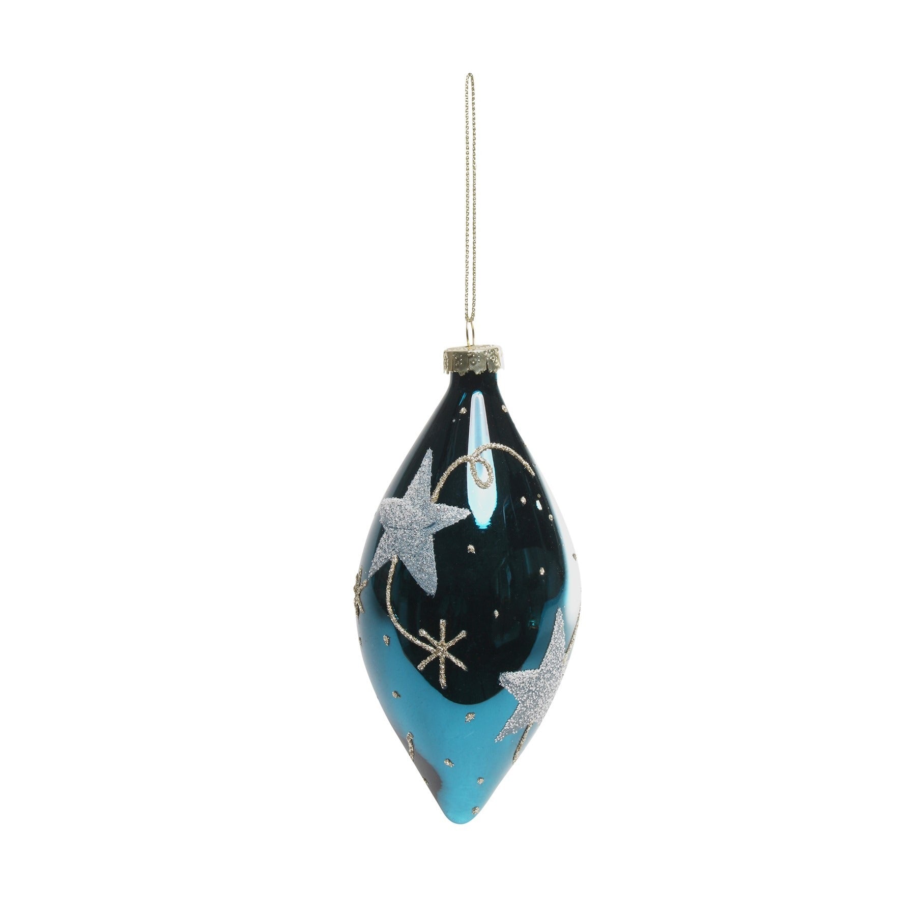 View Midnight Blue Glass Droplet Bauble H12cm information