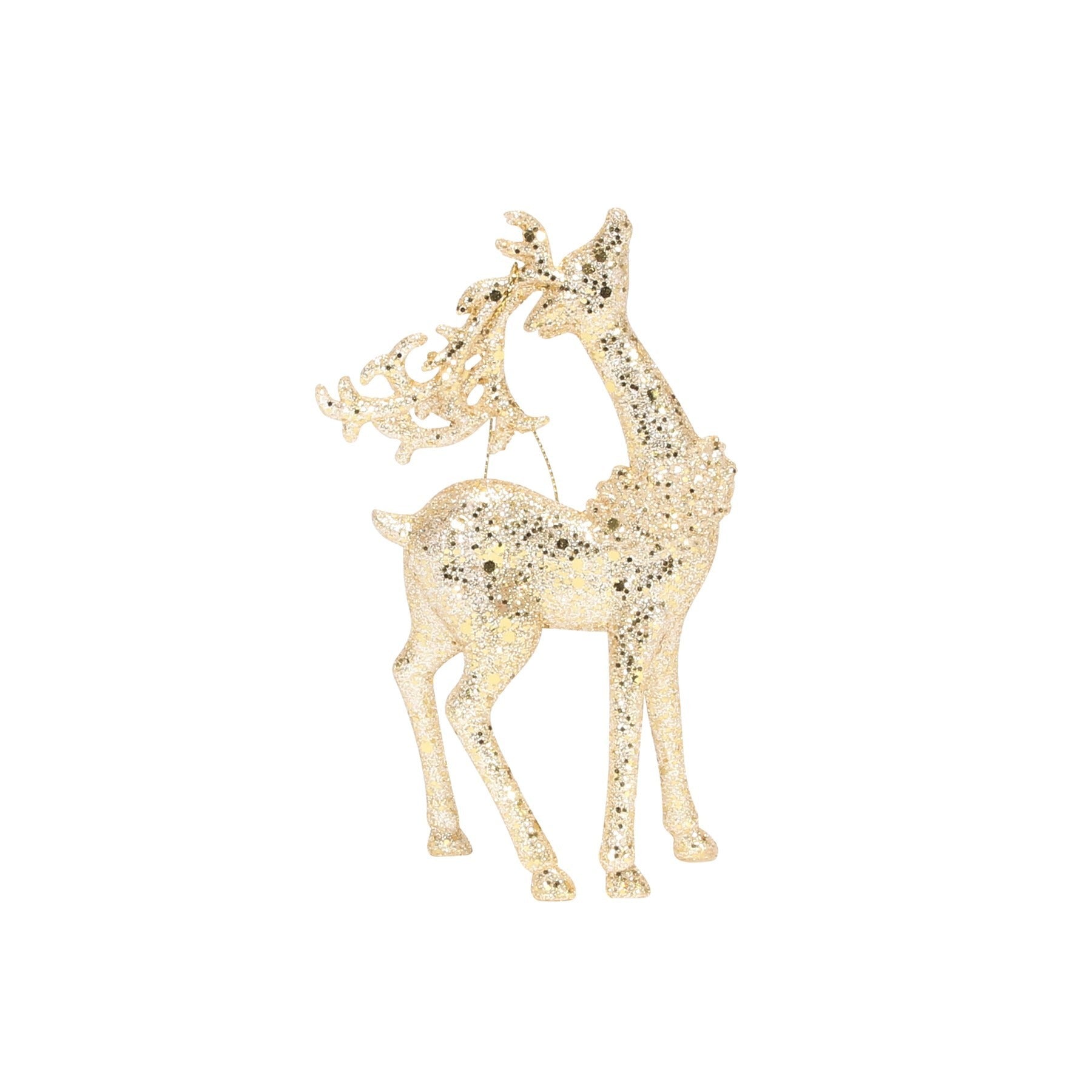 View Champagne Glitter Assorted Hanging Reindeer Decoration information