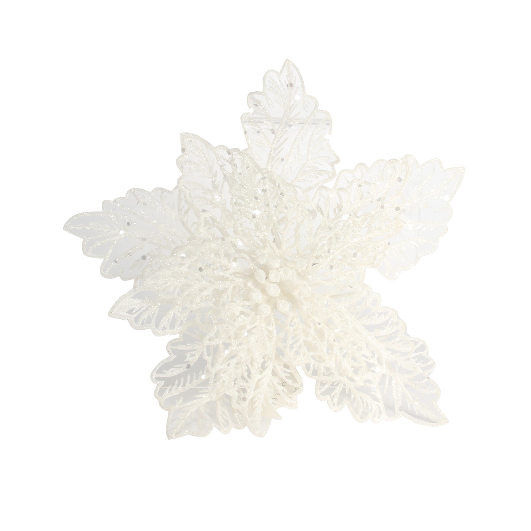 View White Poinsettia Filagree with Clip Dia22cm information