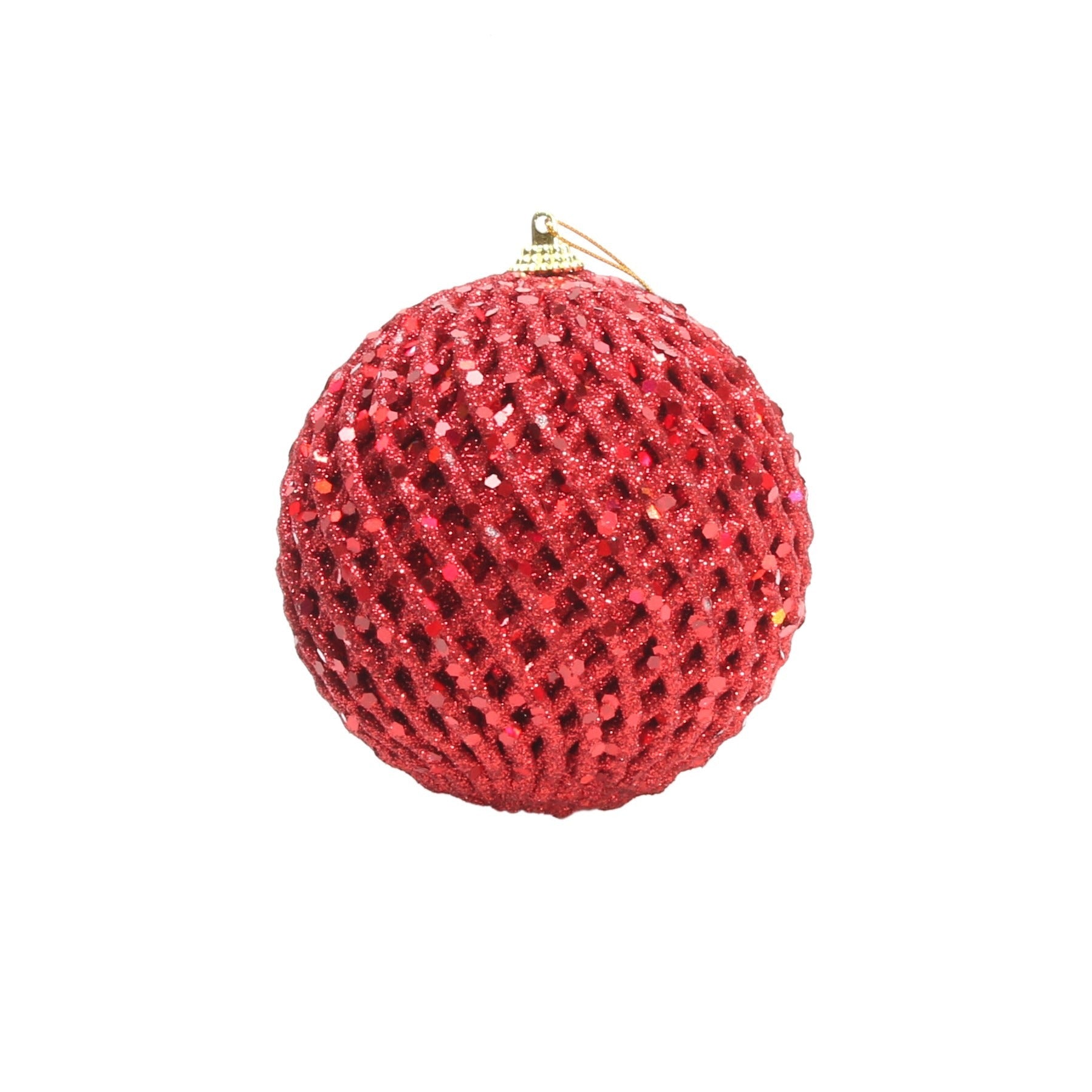 View Bauble GlitterSequin Red Dia10cm information