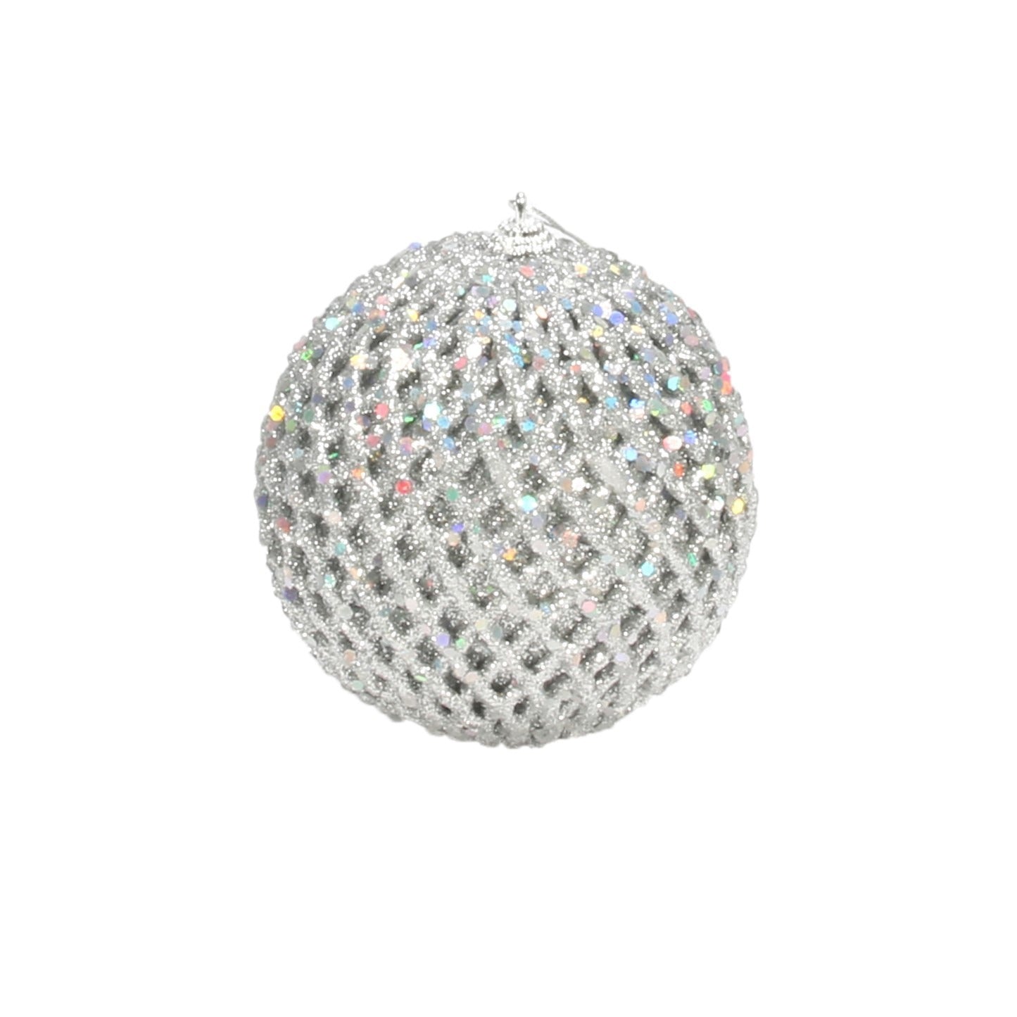 View Silver Glitter and Sequin Bauble Dia10cm information