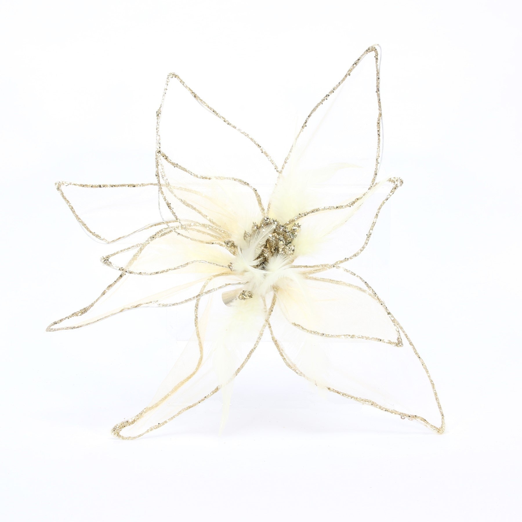 View Gold Poinsettia Organza with Clip H29cm information