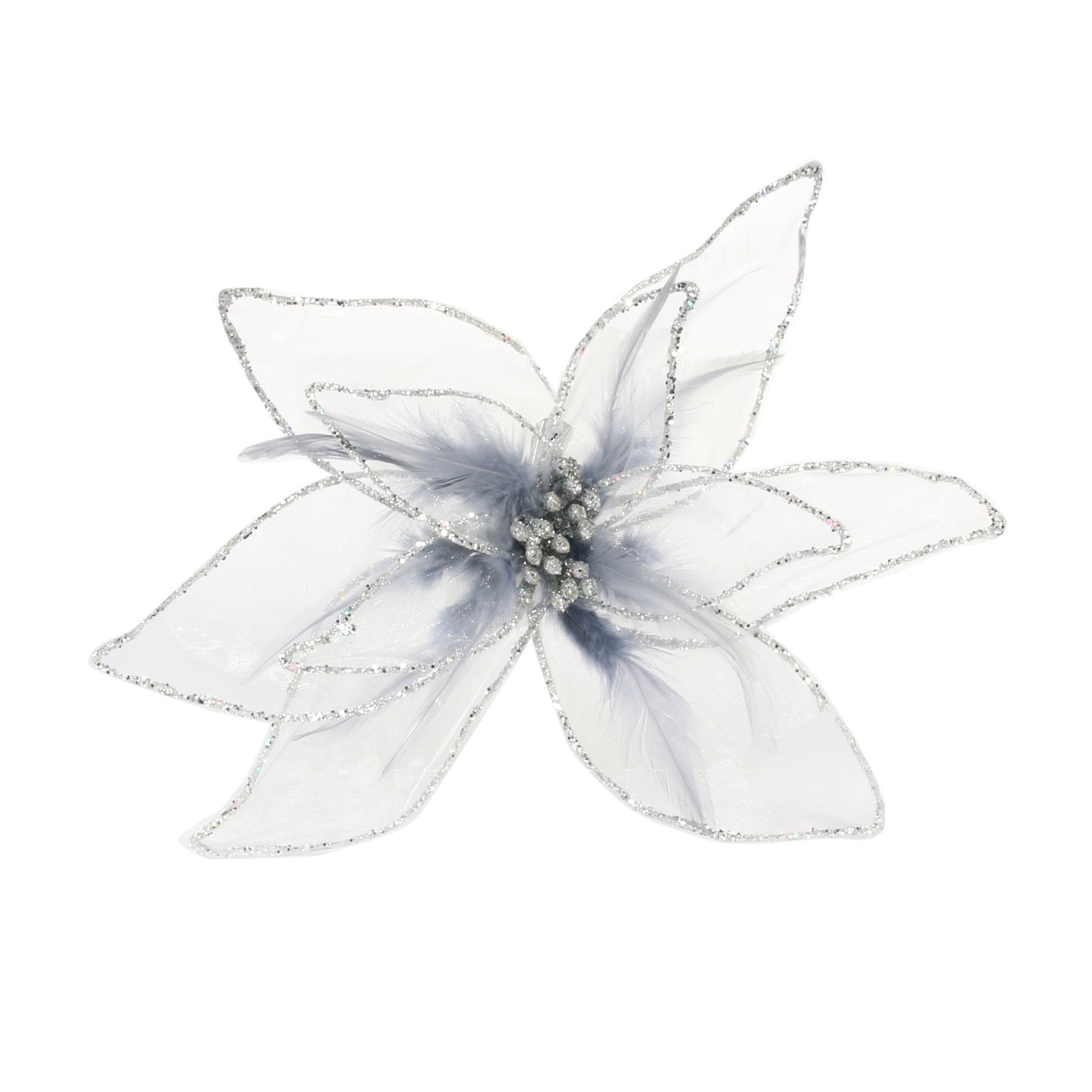 View Silver Poinsettia Organza with Clip Dia29cm information