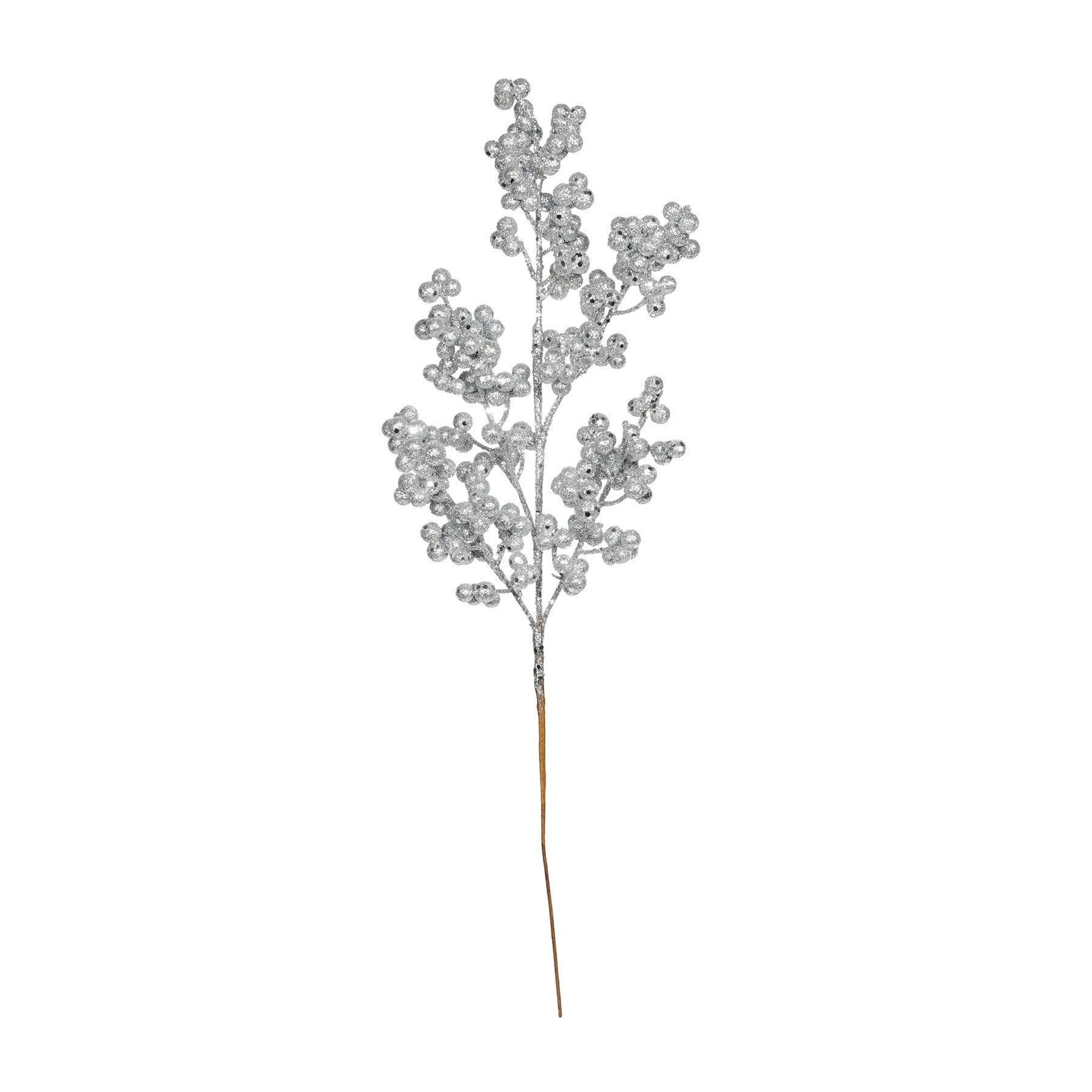 View Silver Glitter Berry Stem H47cm information