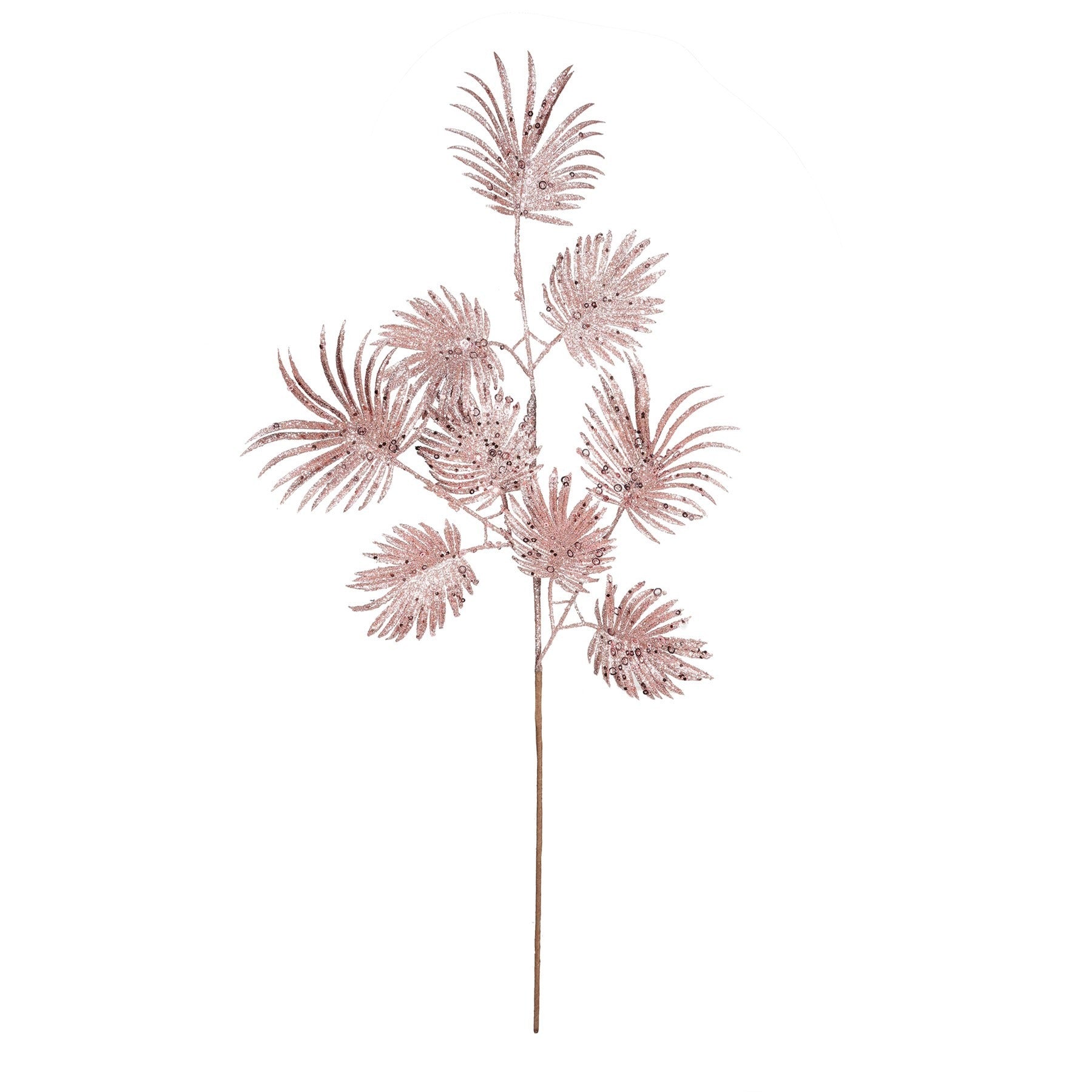 View Pink Glitter Feather Leaf Stem H75cm information