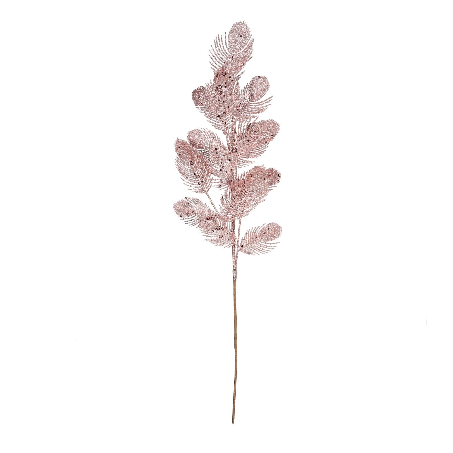 View Pink Glitter Feather Spray H70cm information