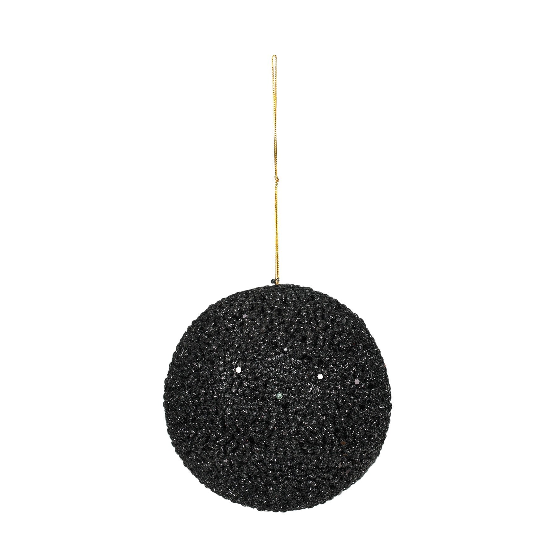 View Black Beaded Glitter Bauble Dia12cm information