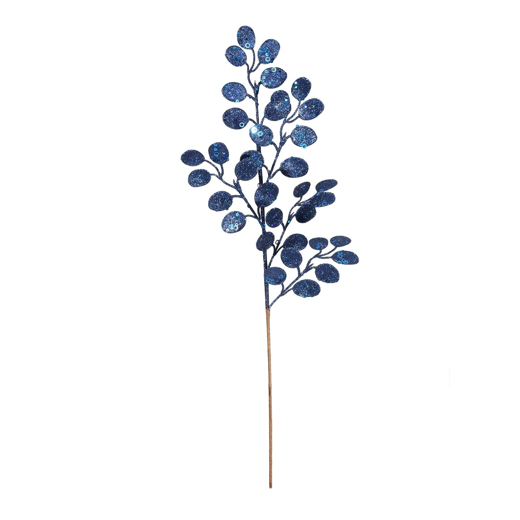 View Royal Blue Glitter Eucalyptus Stem H61cm information