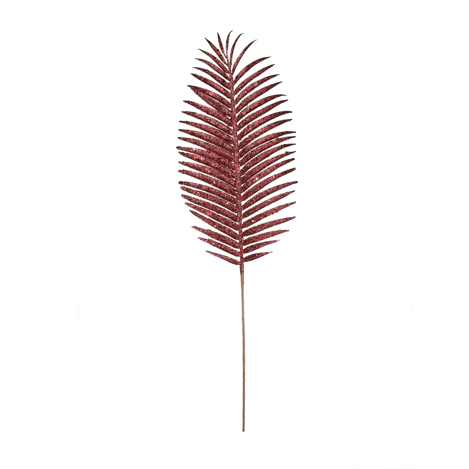 View Burgundy Glitter Palm Leaf H70cm information