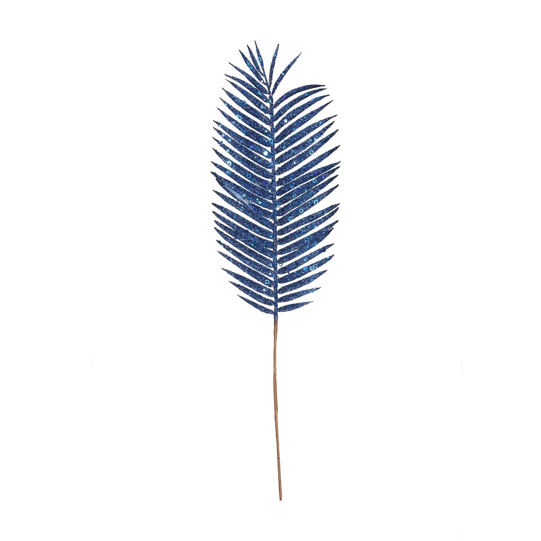 View Royal Blue Glitter Palm Leaf H70cm information