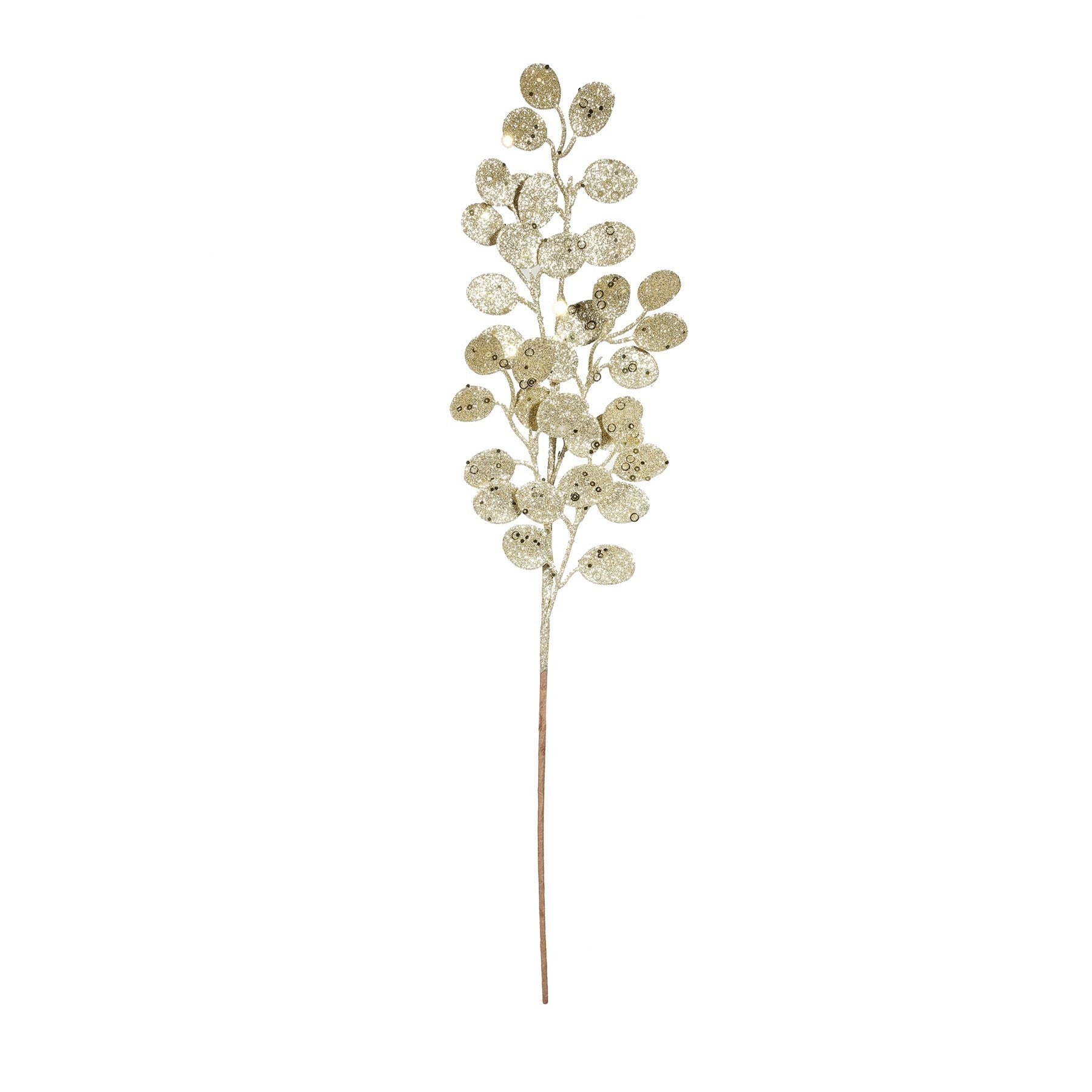 View Gold Glitter Eucalyptus Stem H61cm information