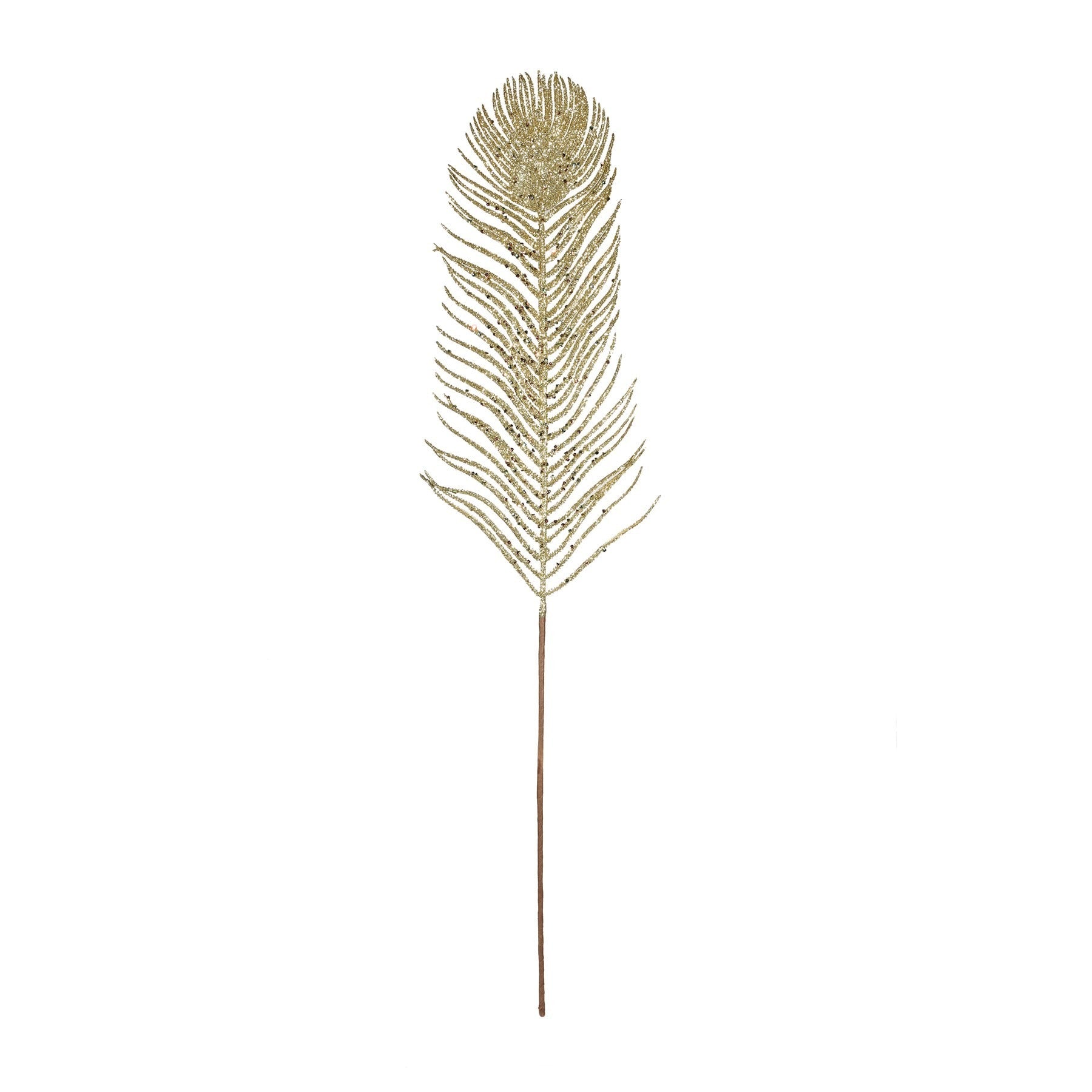 View Gold Glitter Feather Stem H67cm information