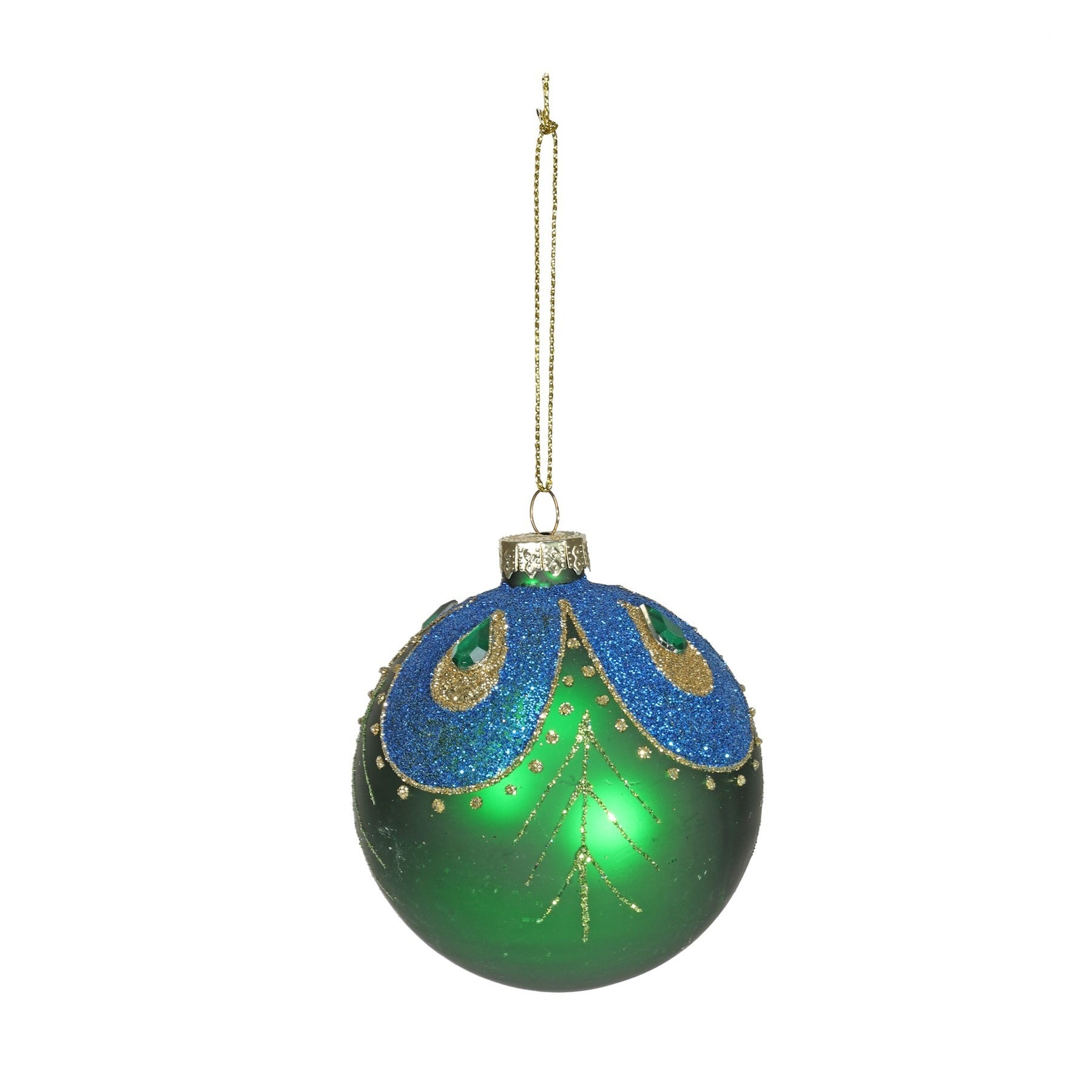 View Green and Blue Glass Bauble Dia8cm information