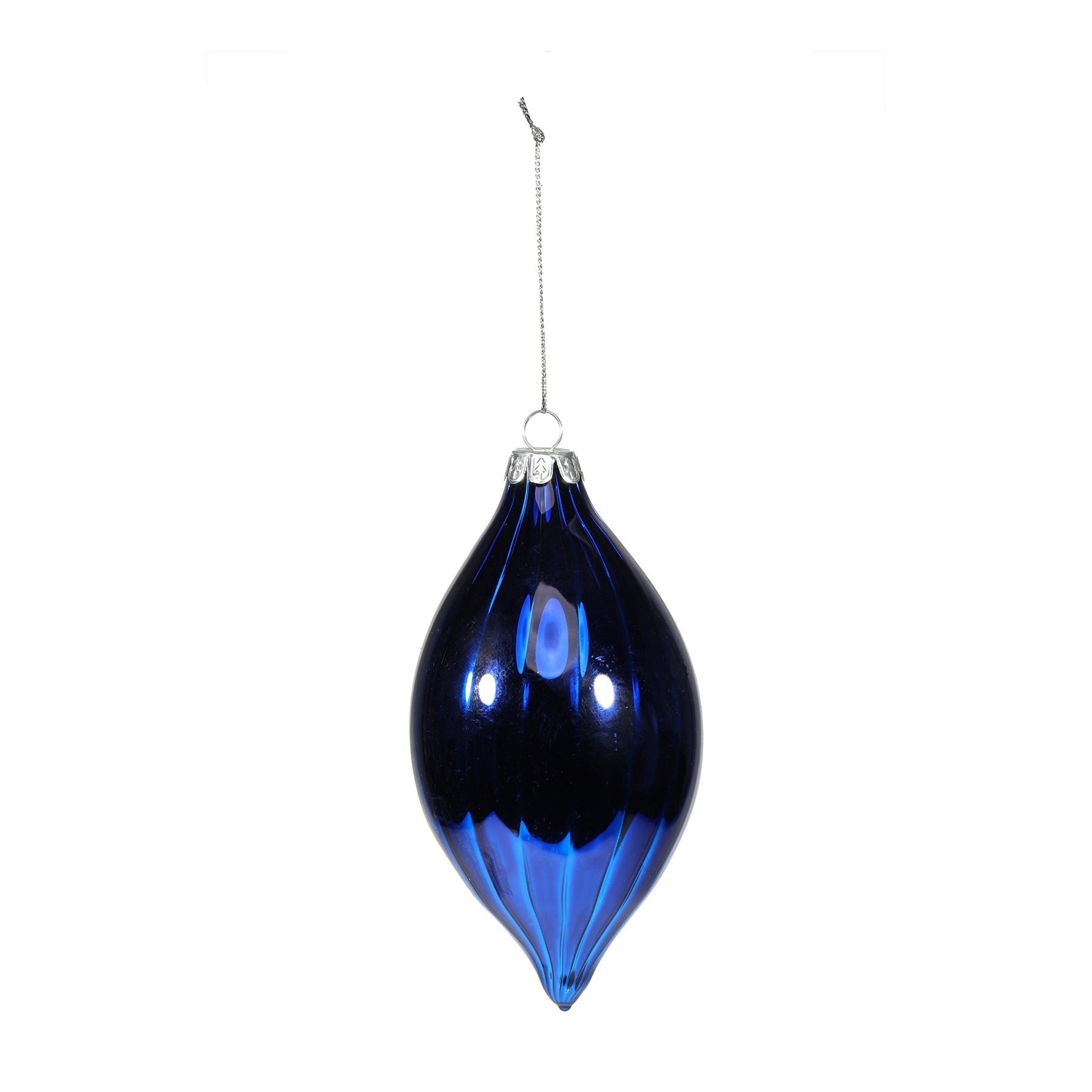 View Royal Blue Teardrop Shiny Bauble H12cm information