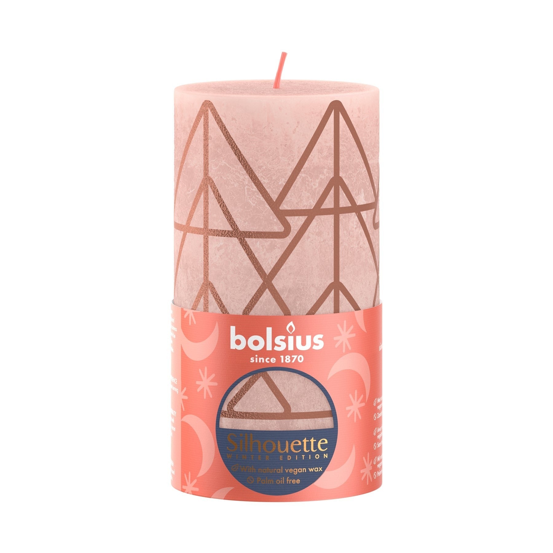 View Bolsius Pink and Print Rustic Silhouette Candle 130mm x 68mm information