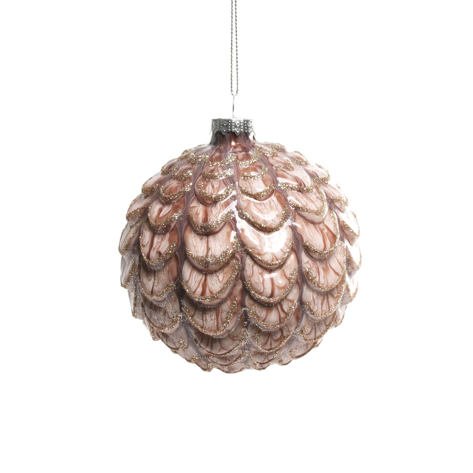 View Pink Champagne Ruffled Glass Bauble Dia10cm information