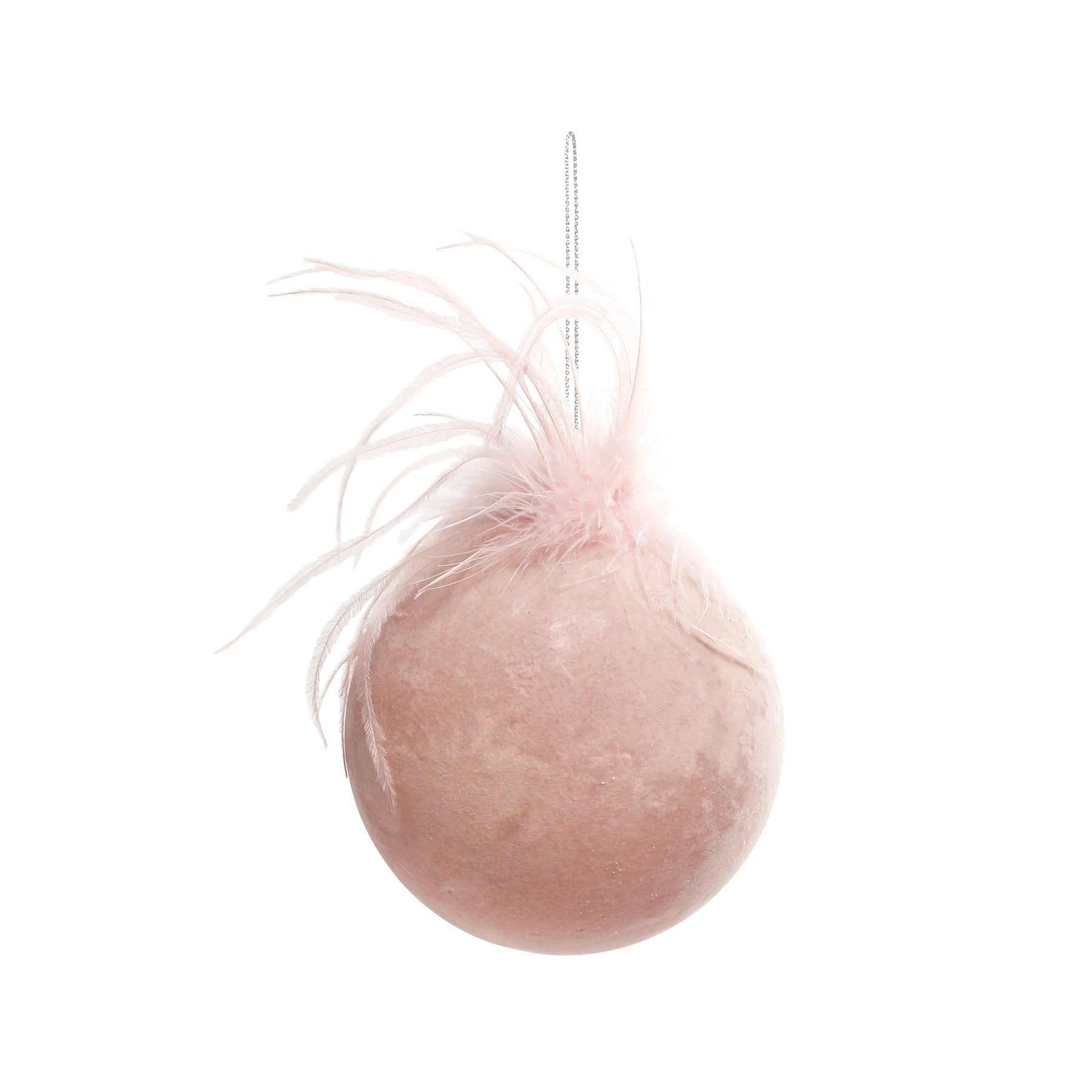 View Pink Velvet Glass Bauble with Feather Dia10cm information