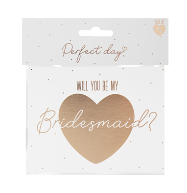 View Gold white Bridesmaid Cards Pack of 5 information