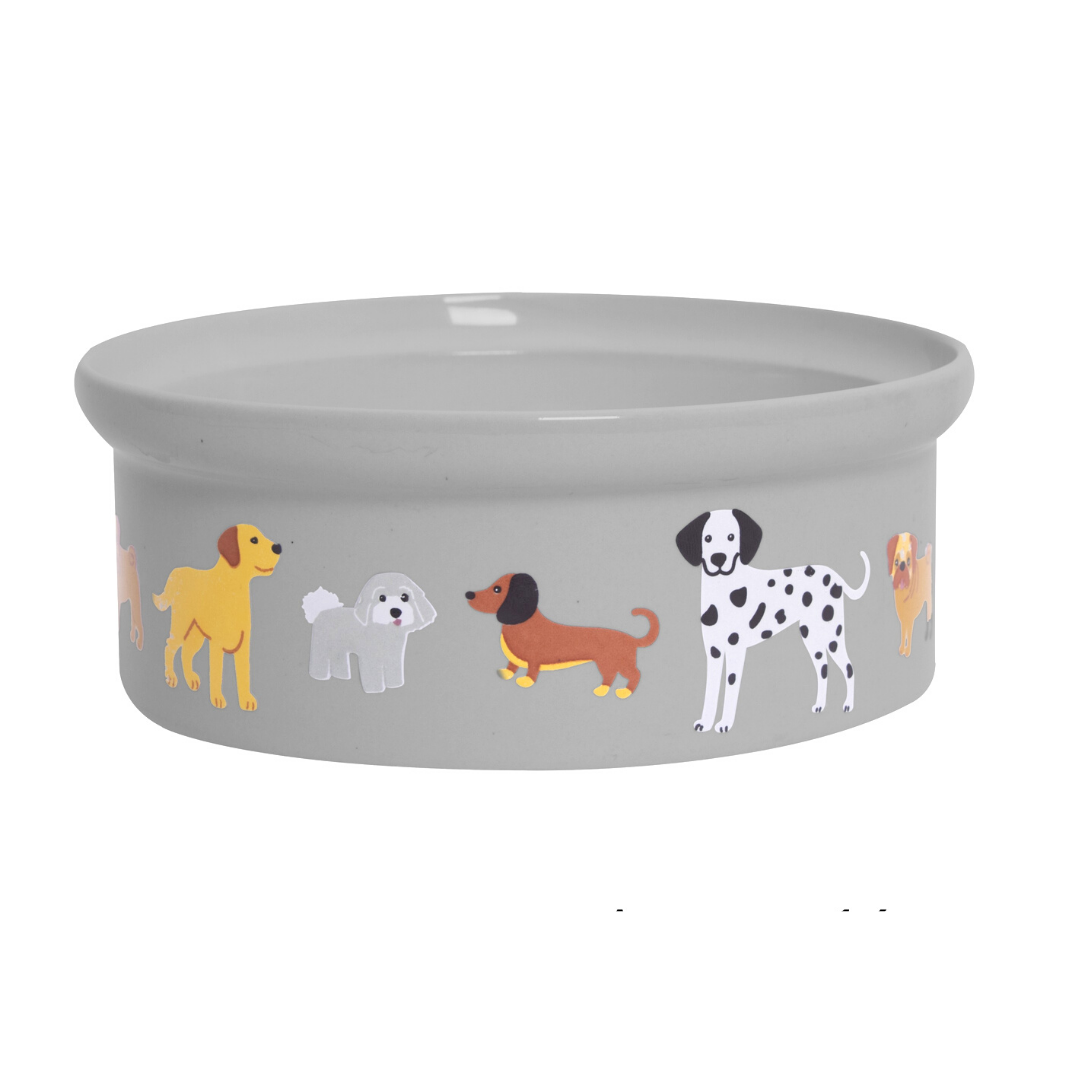 View Grey Ceramic Dog Print Bowl 16cm information