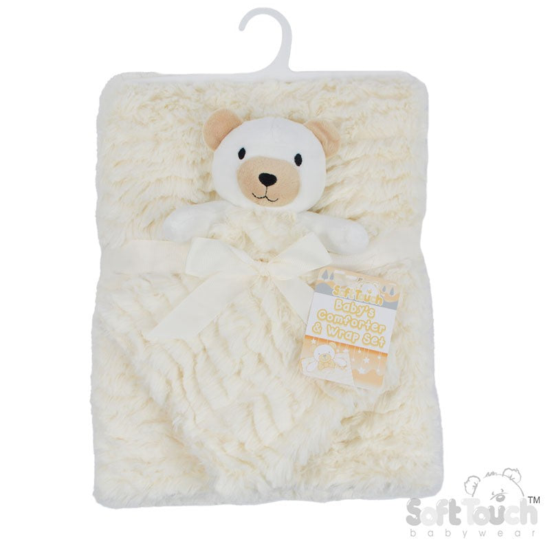 View Soft Touch Cream Bear Comforter Wrap Set information