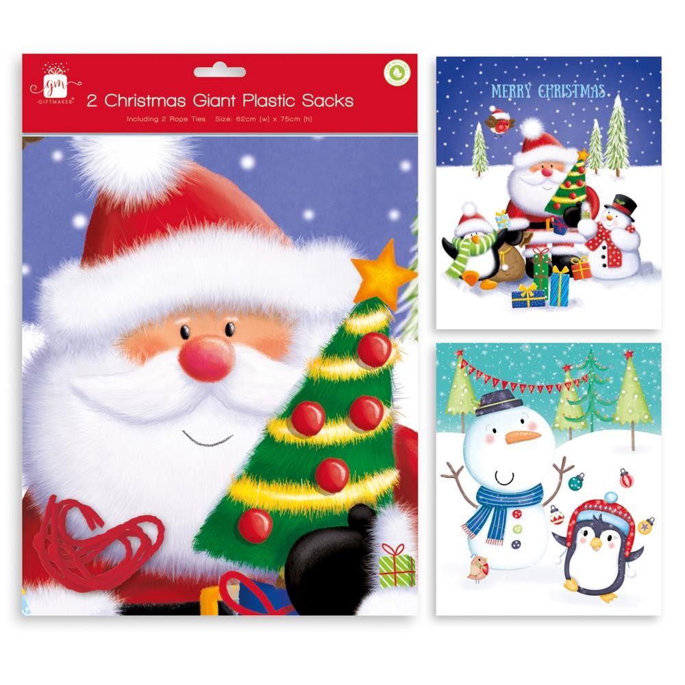 View Giant Christmas Plastic Sack Pack of 2 information