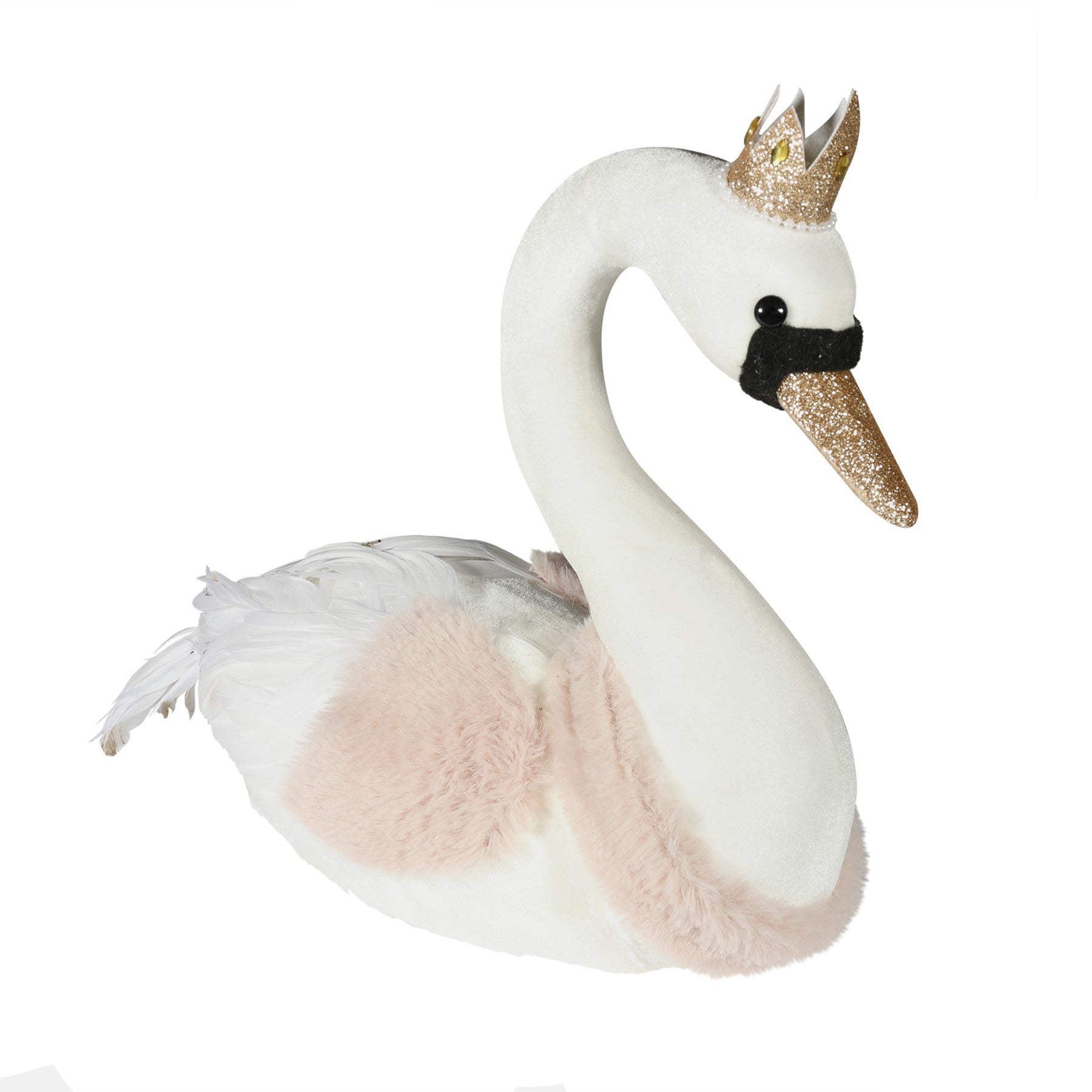 View Pink Velvet Fur Swan 38cm information