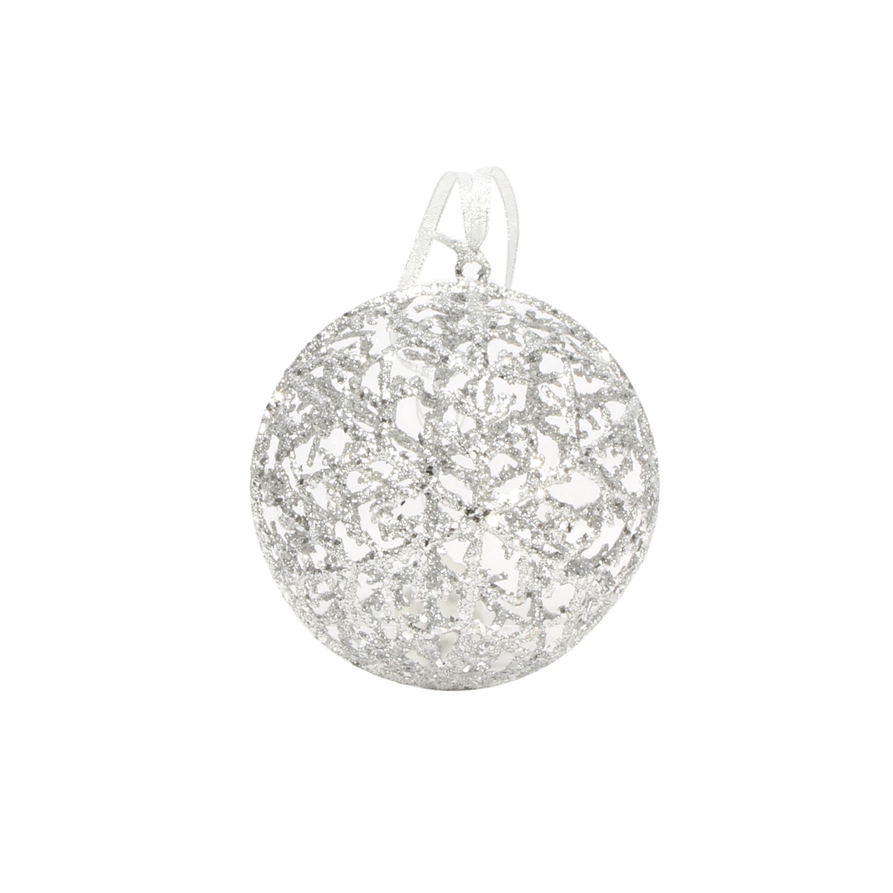 View Silver Glitter Hanging Ball 15cm information