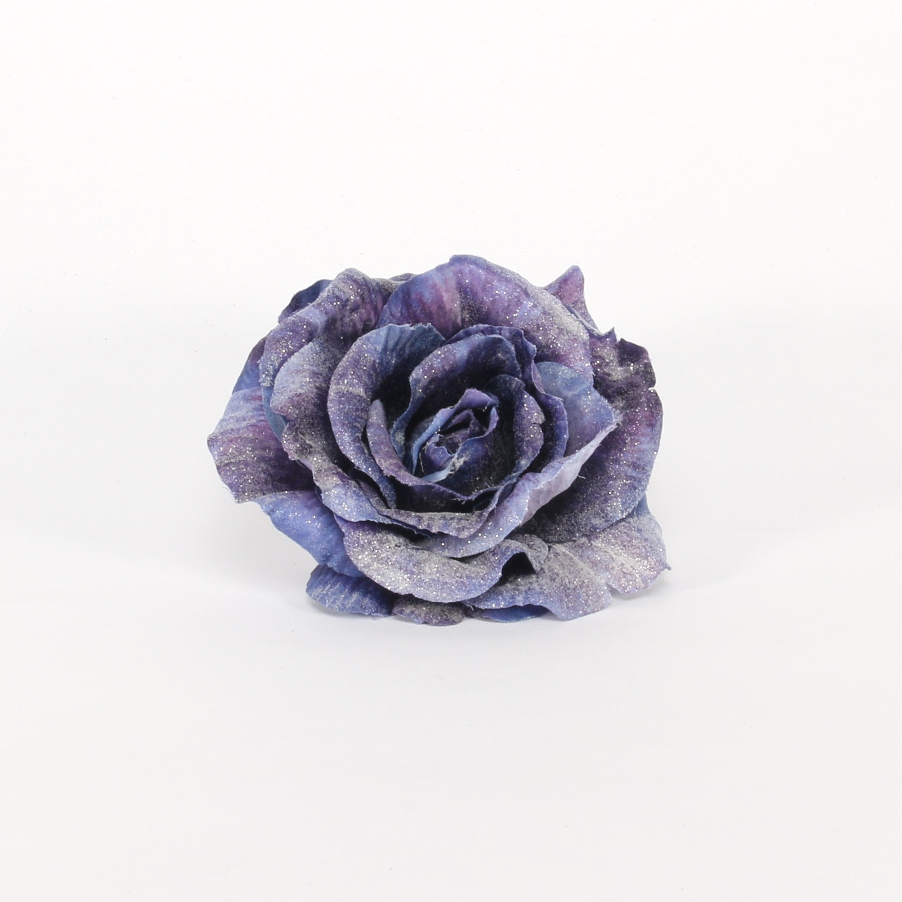 View Purple Glitter Rose with Clip 13cm information
