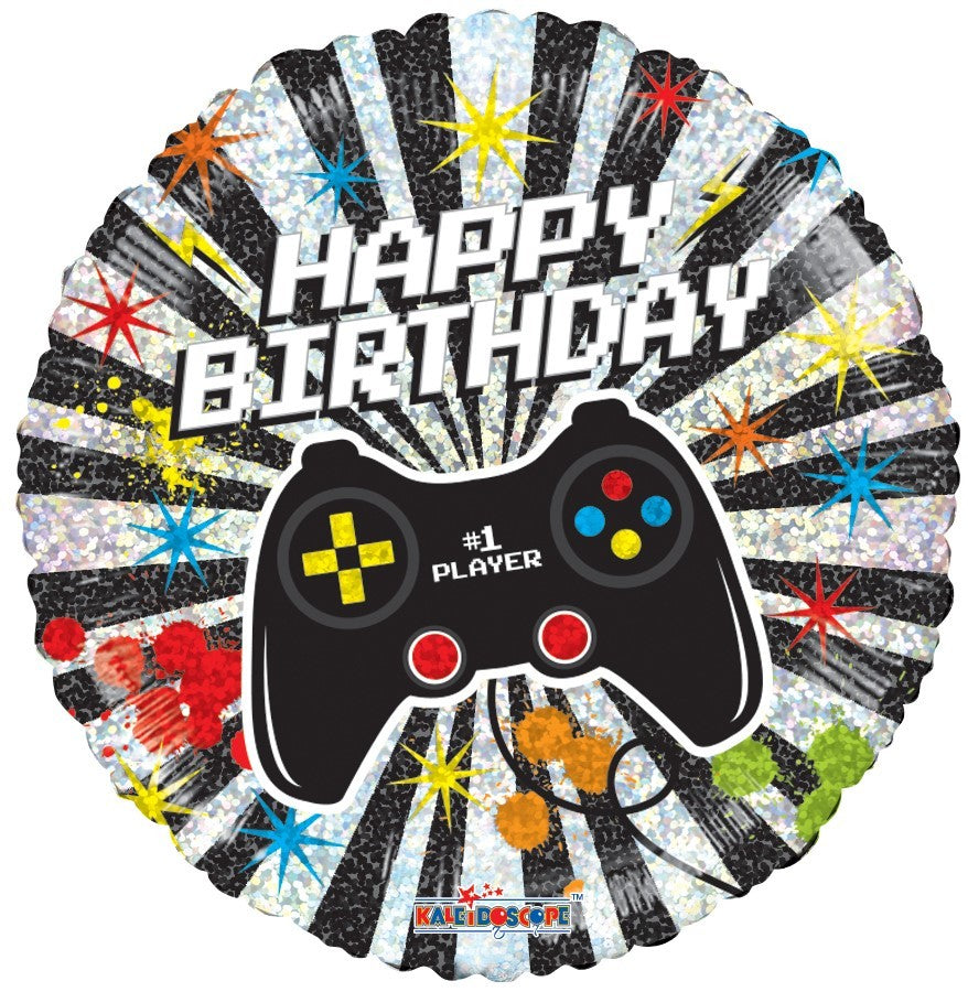 View Holographic Gamer Birthday Balloon 18 Inch information
