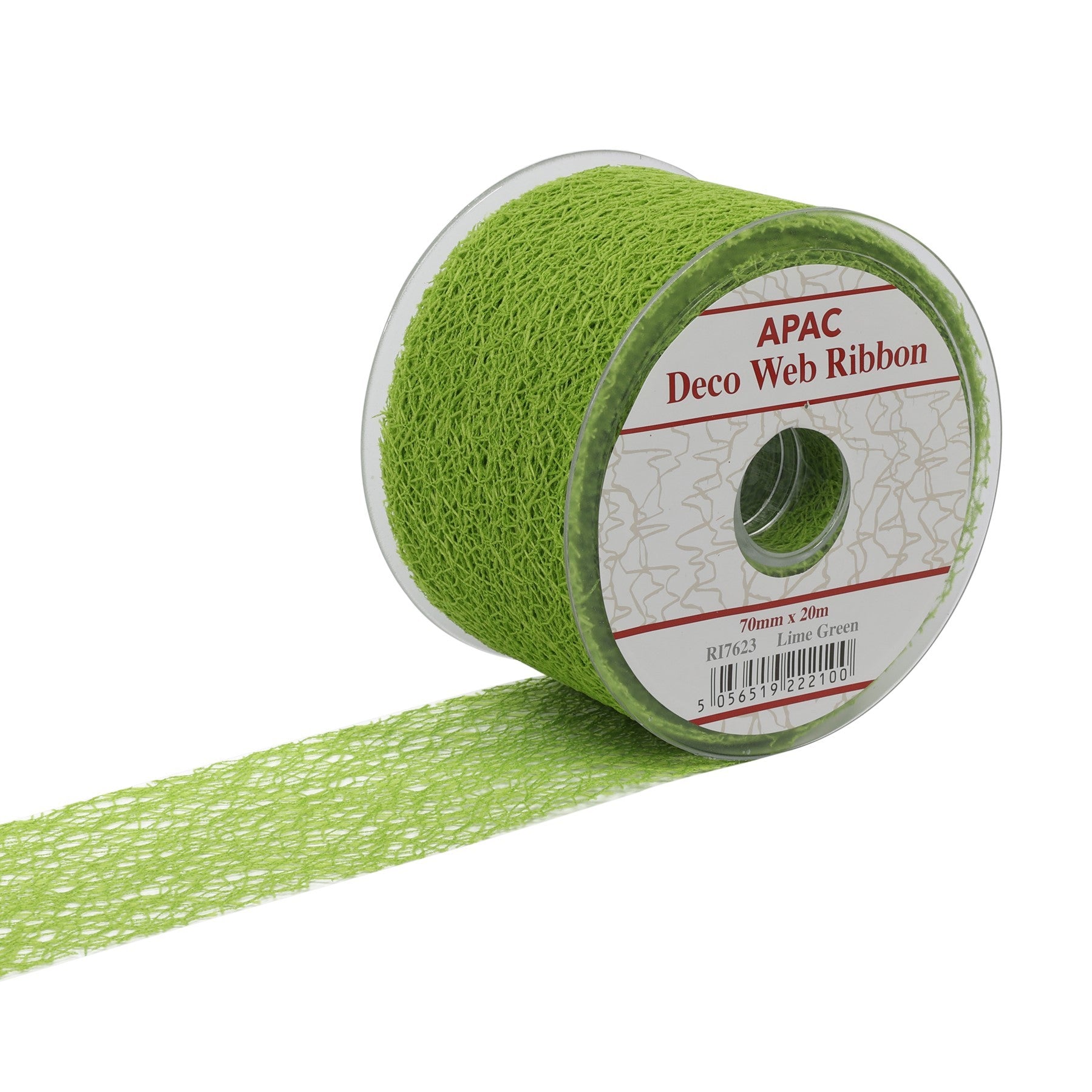 View Lime Green Deco Web Ribbon 70mm x 20m information