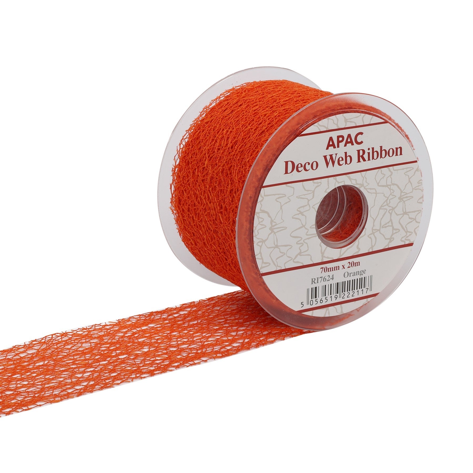 View Orange Deco Web Ribbon 70mm x 20m information