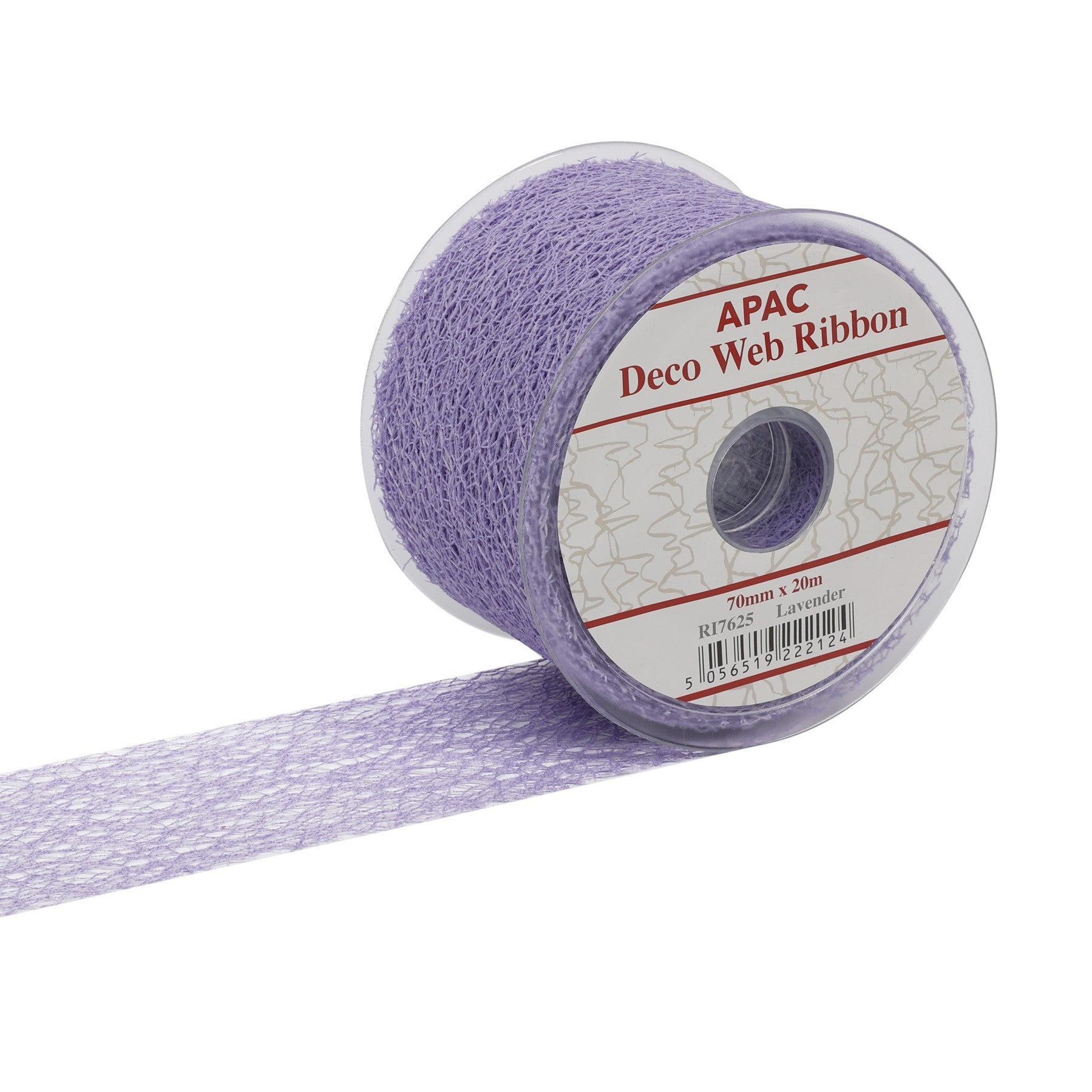 View Lavender Deco Web Ribbon 70mm x 20m information