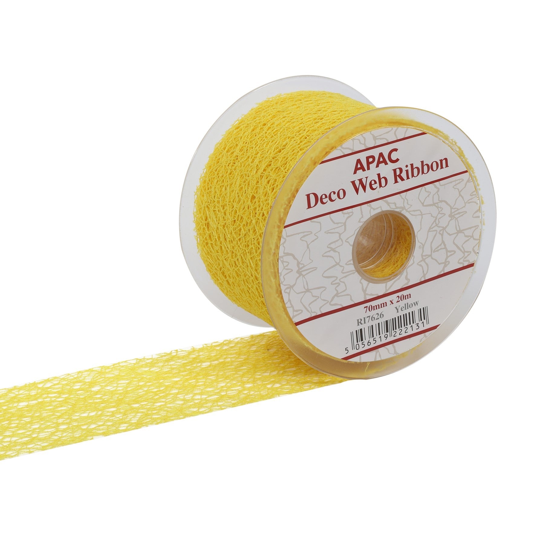 View Yellow Deco Web Ribbon 70mm x 20m information