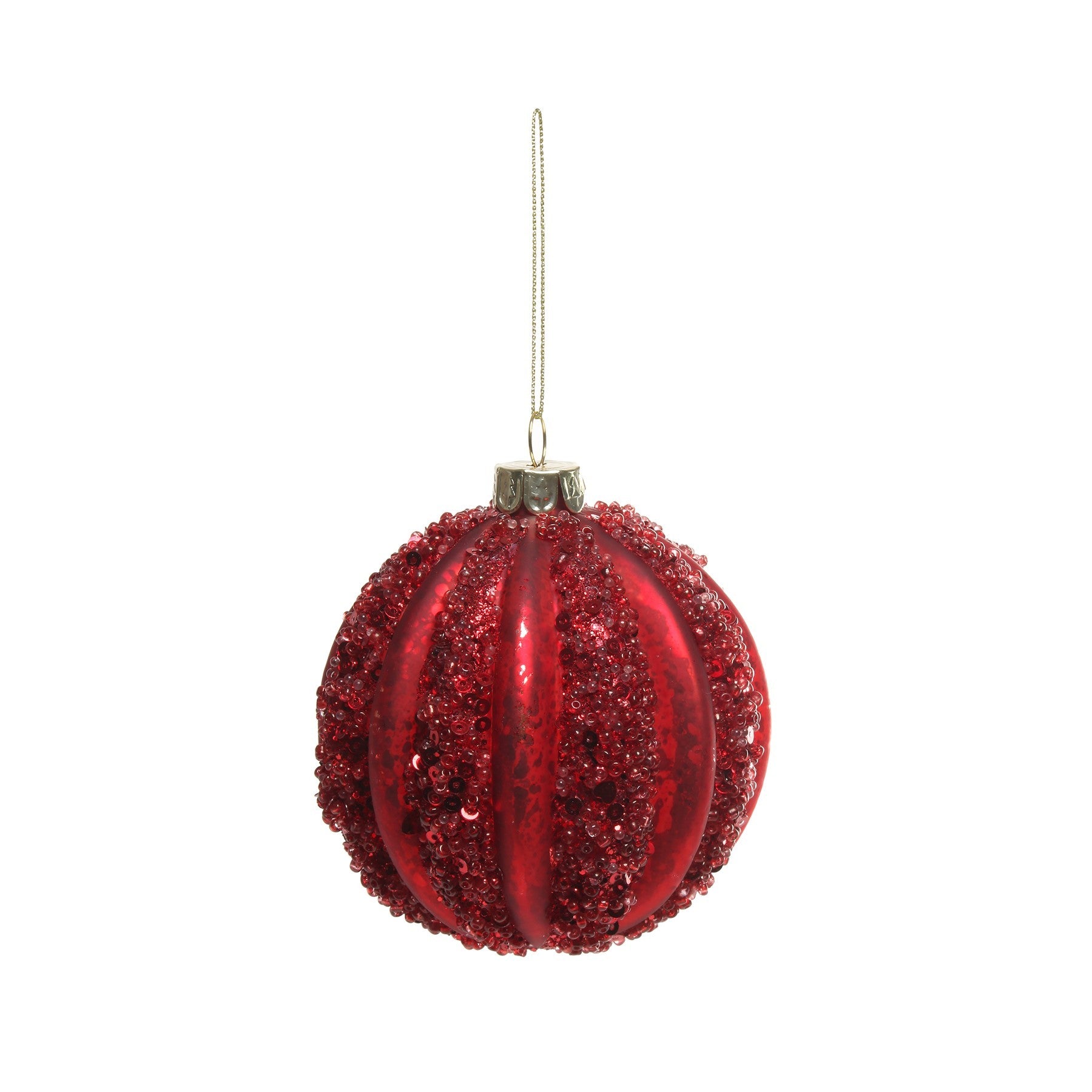 View Red Glass Bauble with Red Band 80mm information