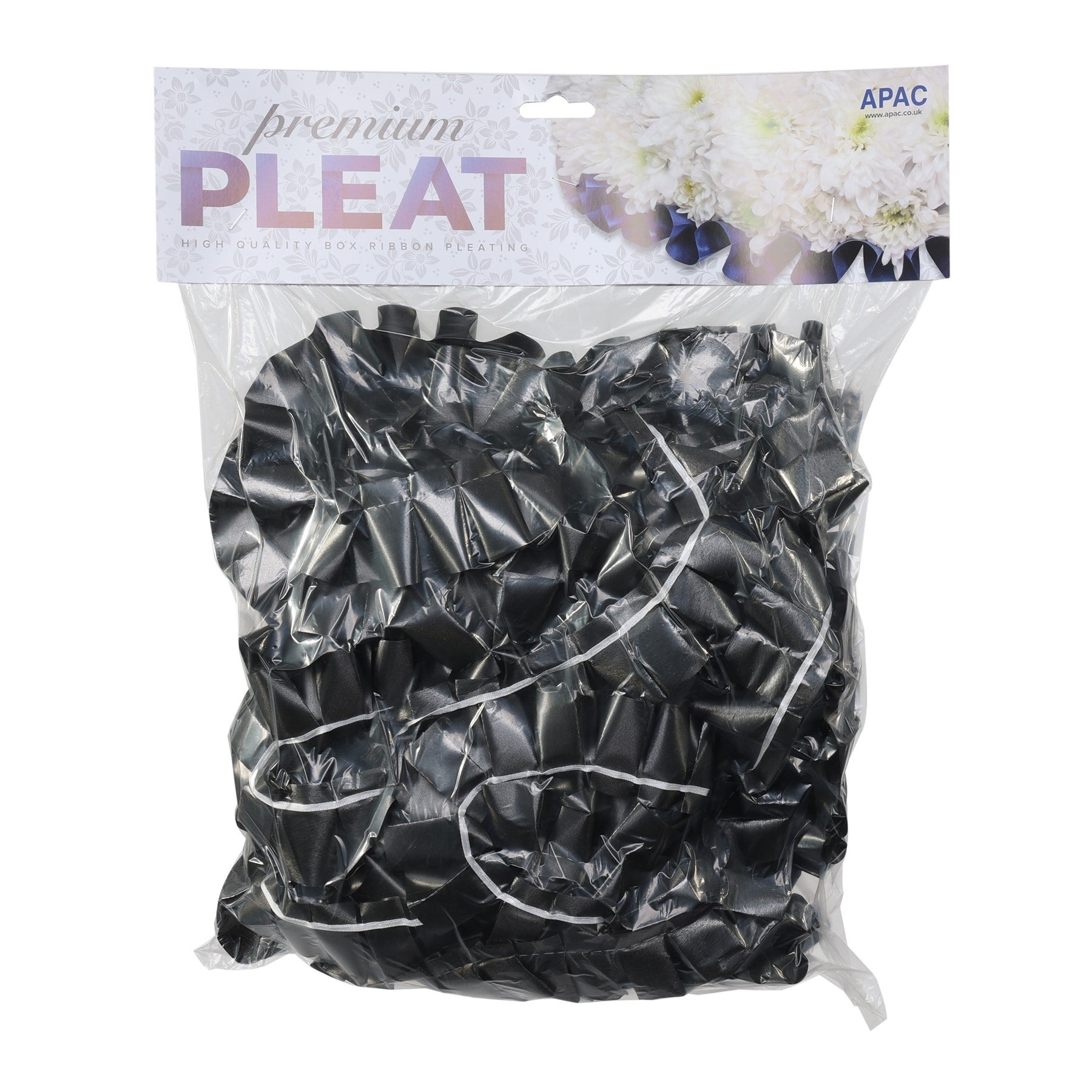 View Premium Black Pleat Ribbon 50mm x 10m information