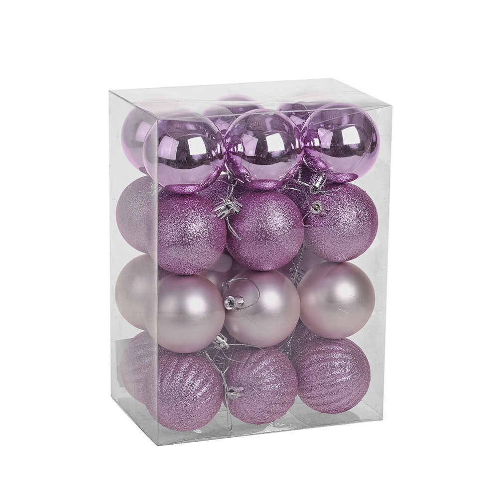 View Pink Shatterproof Baubles 6cm 24 pieces information