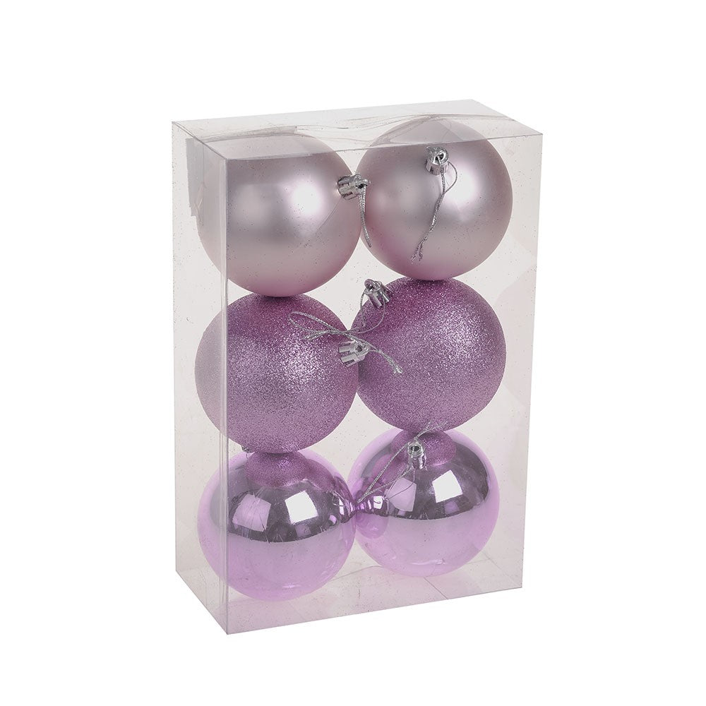 View Pink Shatterproof Baubles 8cm 6 pieces information