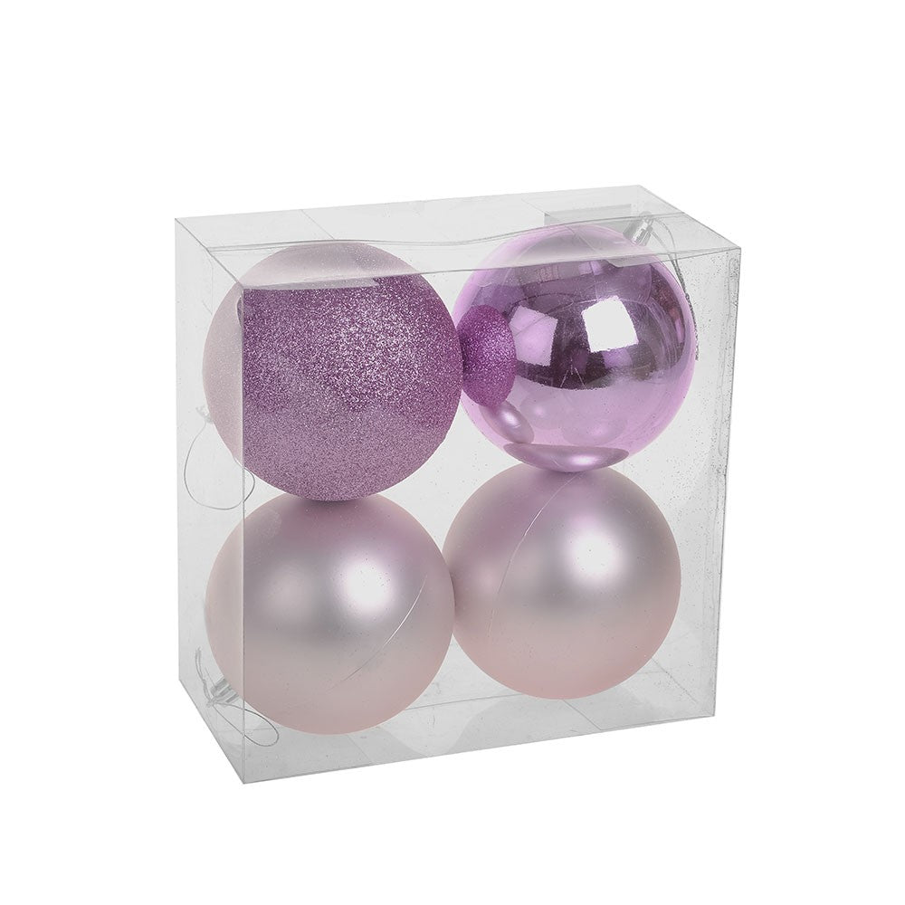 View Pink Shatterproof Baubles 10cm 4 pieces information