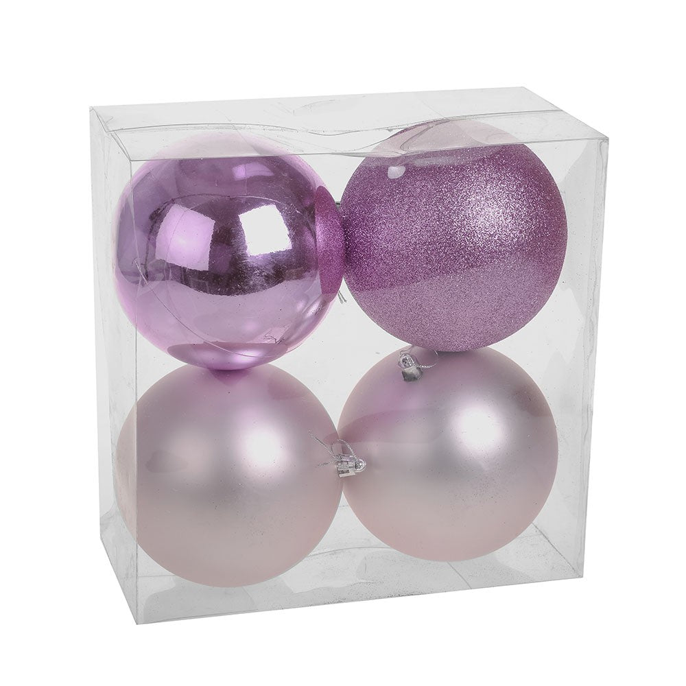 View Pink Shatterproof Baubles 12cm 4 pieces information