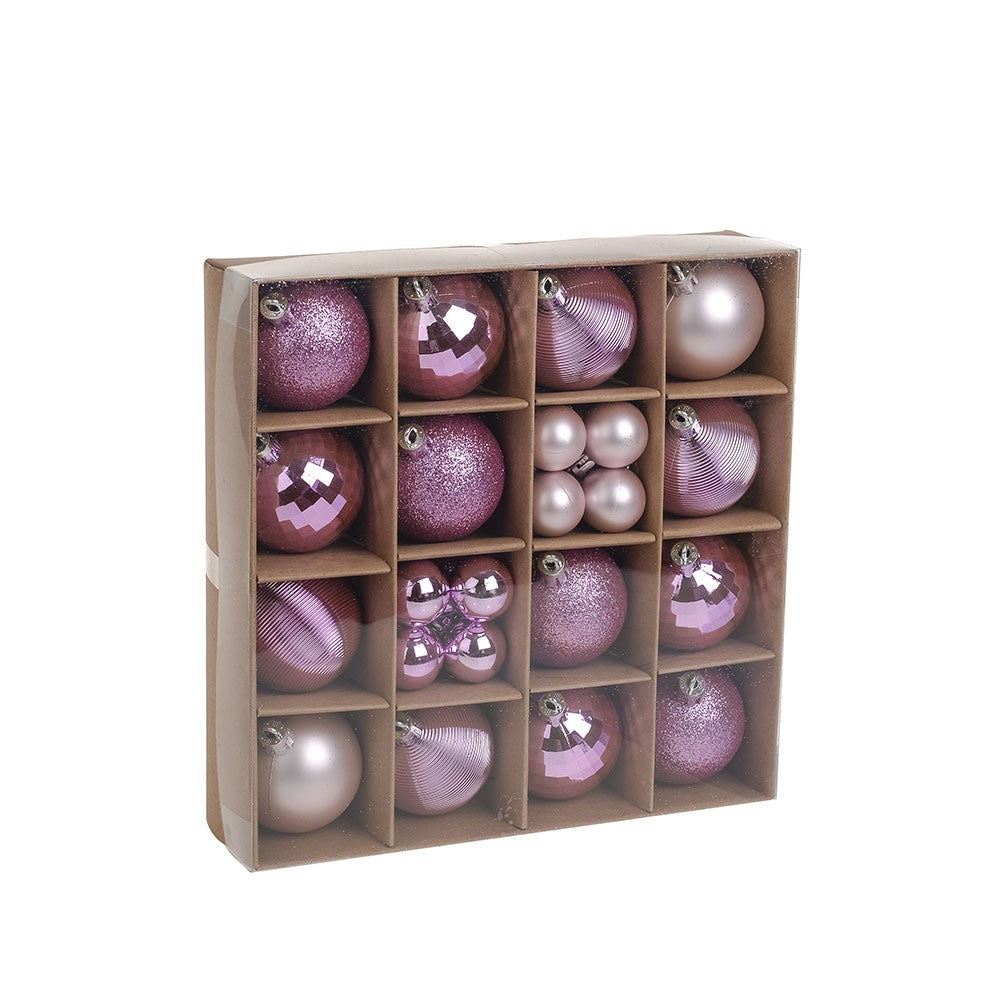 View Pink Baubles Assorted Pack 5cm25cm 30 pieces information