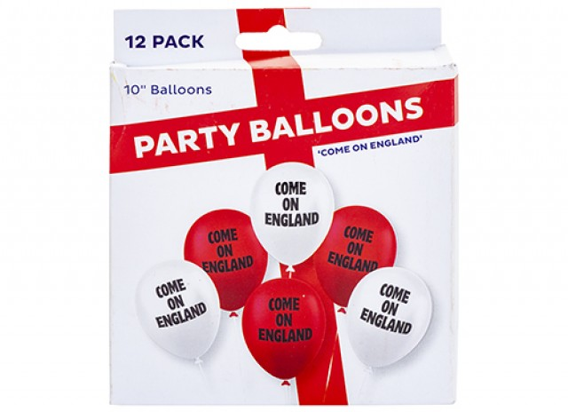 View 12 pack of Printed England Balloons information