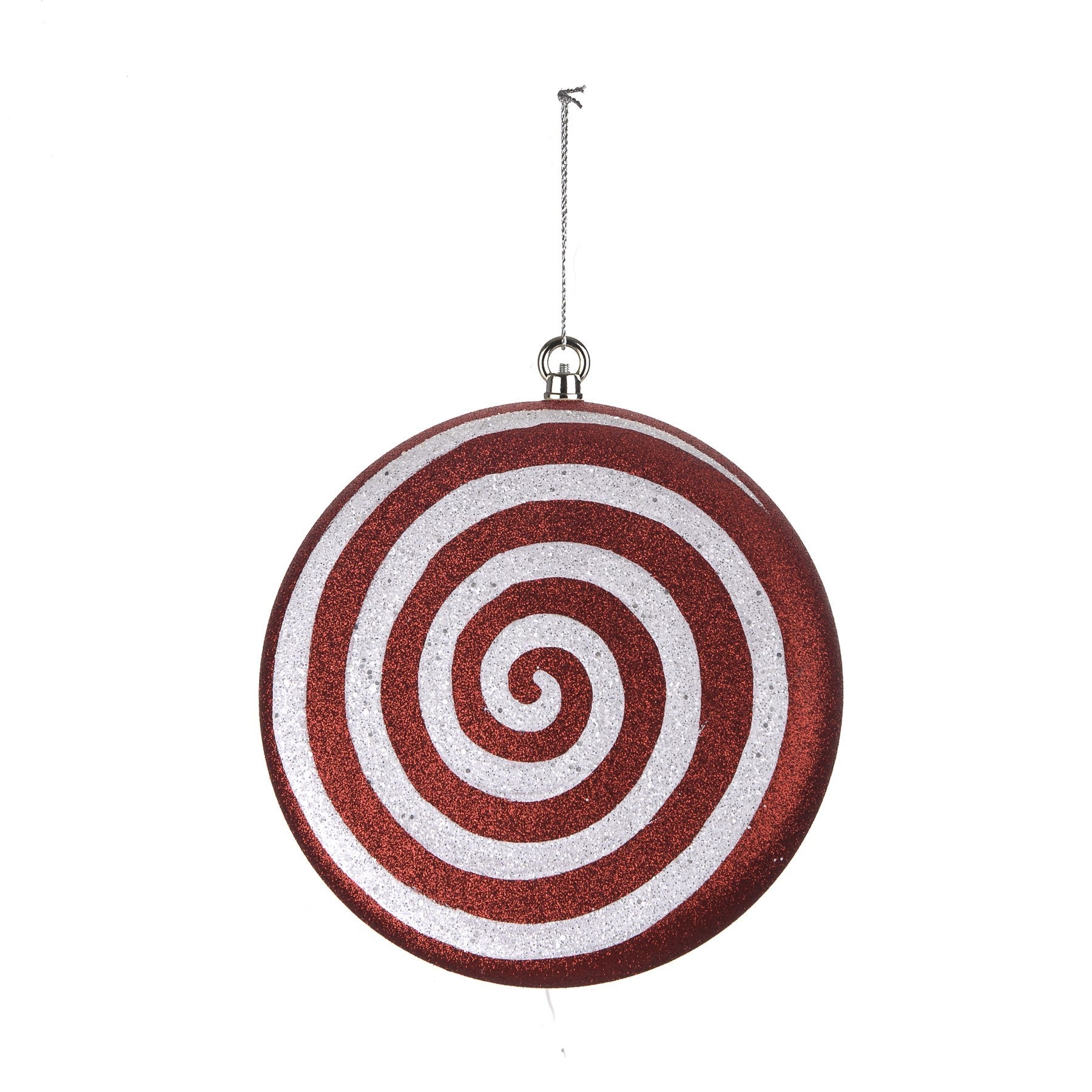 View Candy Red and White Swirl Hanging Decoration Dia15cm information