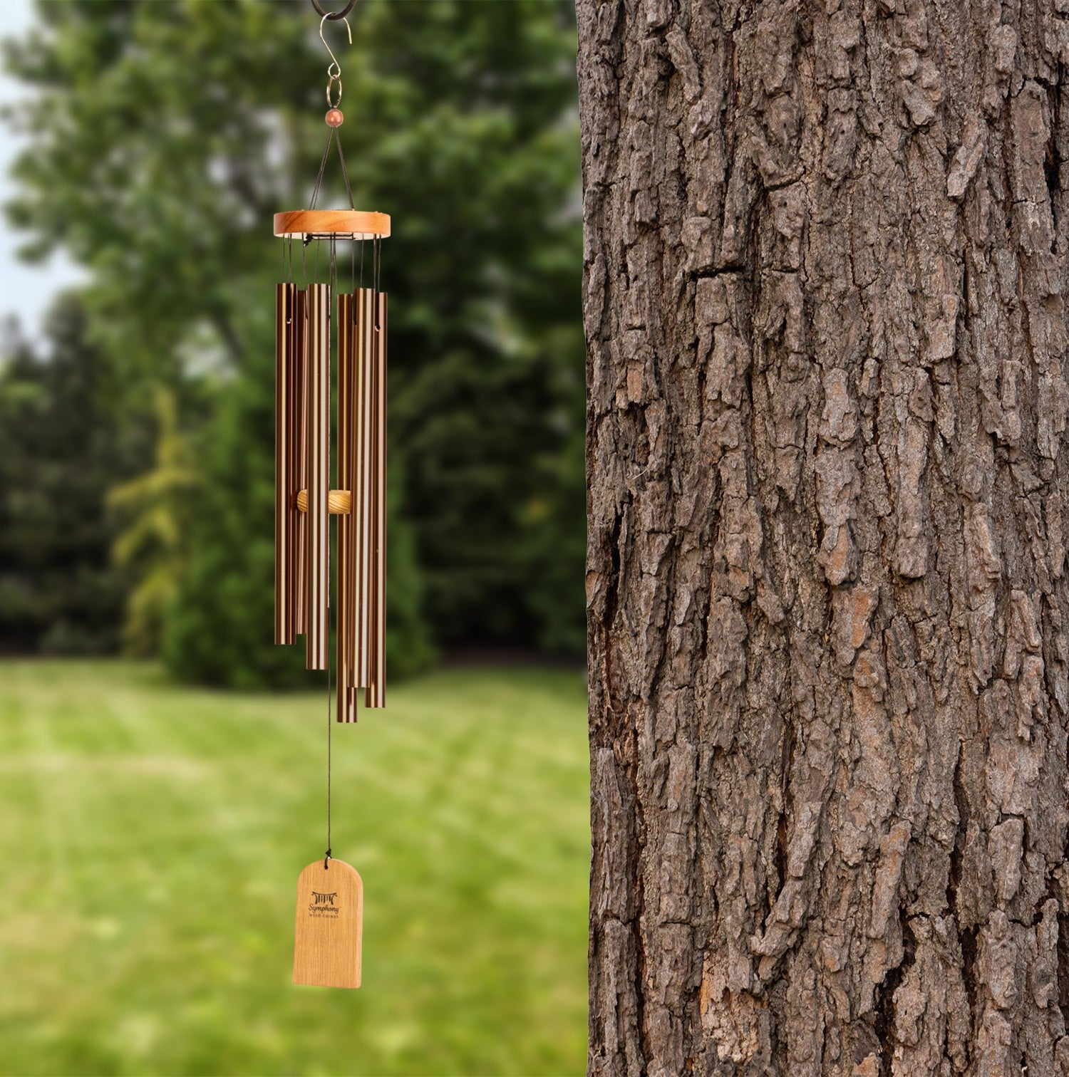 View Wood and Aluminium Wind Chime with Bronze Finish 69cm information