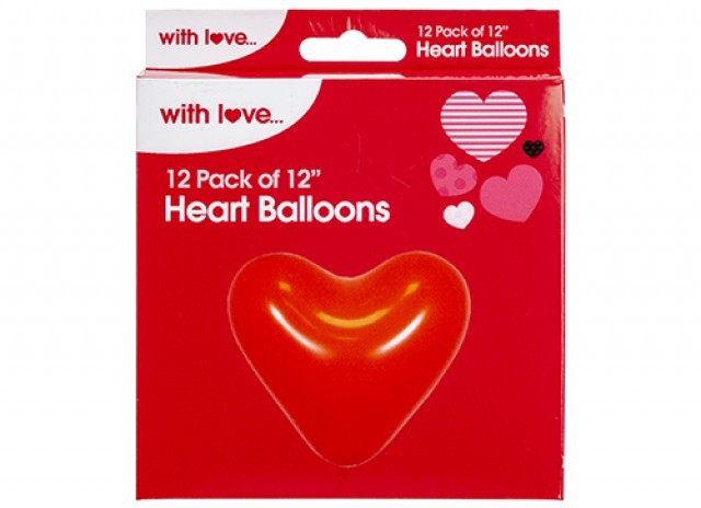 View 12 Pack of Love Heart Balloons information